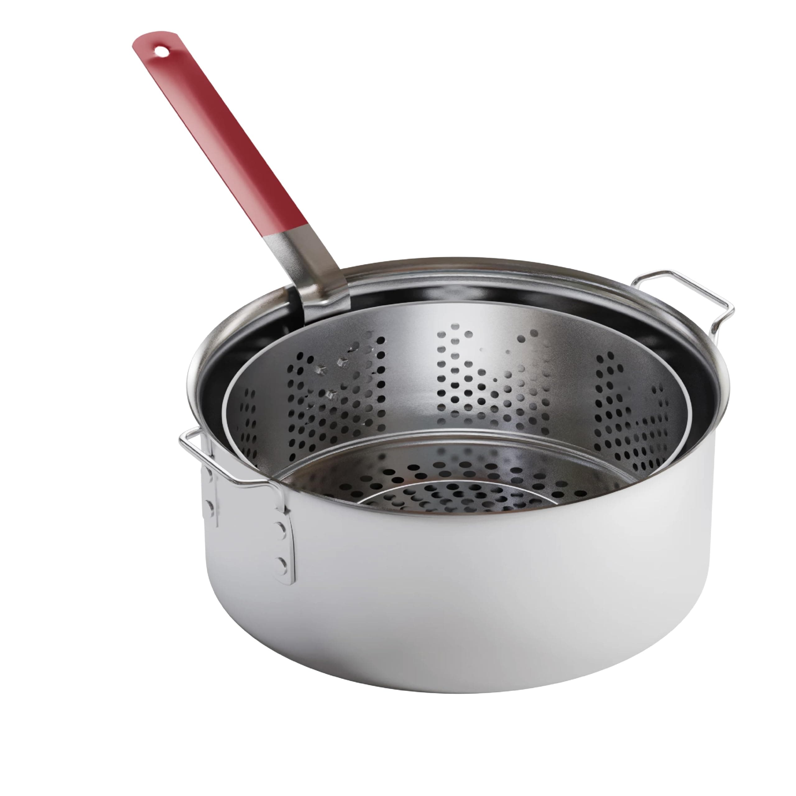 GASONE Gas One Aluminum Cooking Pot Deep Fryer with Basket – 10QT Aluminum Fry Pot with Easy Grip Handle – Durable Food Grade Outdoor Fryer with Perforated Strainer Basket – Ideal for Seafood, Chicken