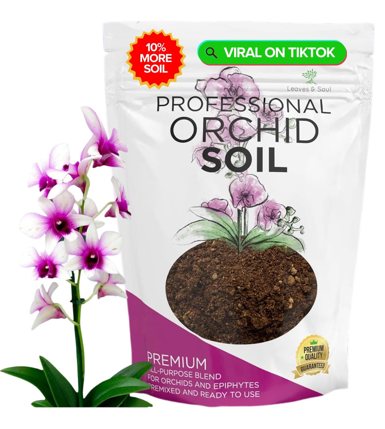 Orchid Soil Premium All Purpose Blend | Large 2.2 Quarts | Ready to Use for Orchids, Bromeliads, Epiphytic Plants | Lava, Calcined Clay and Pinebark | Made in USA