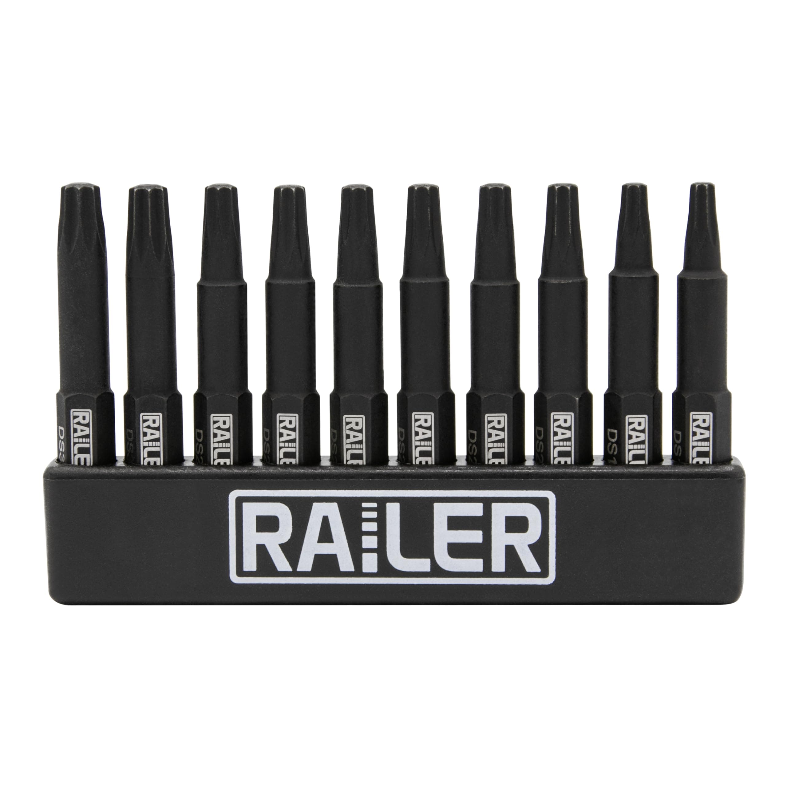 Double Square 8 Point Star Bit Set. Railer Premium S2 Steel 2 Inch 8 Spline Double Square Bit Set With A Storage Bit Holder (10pc Set)