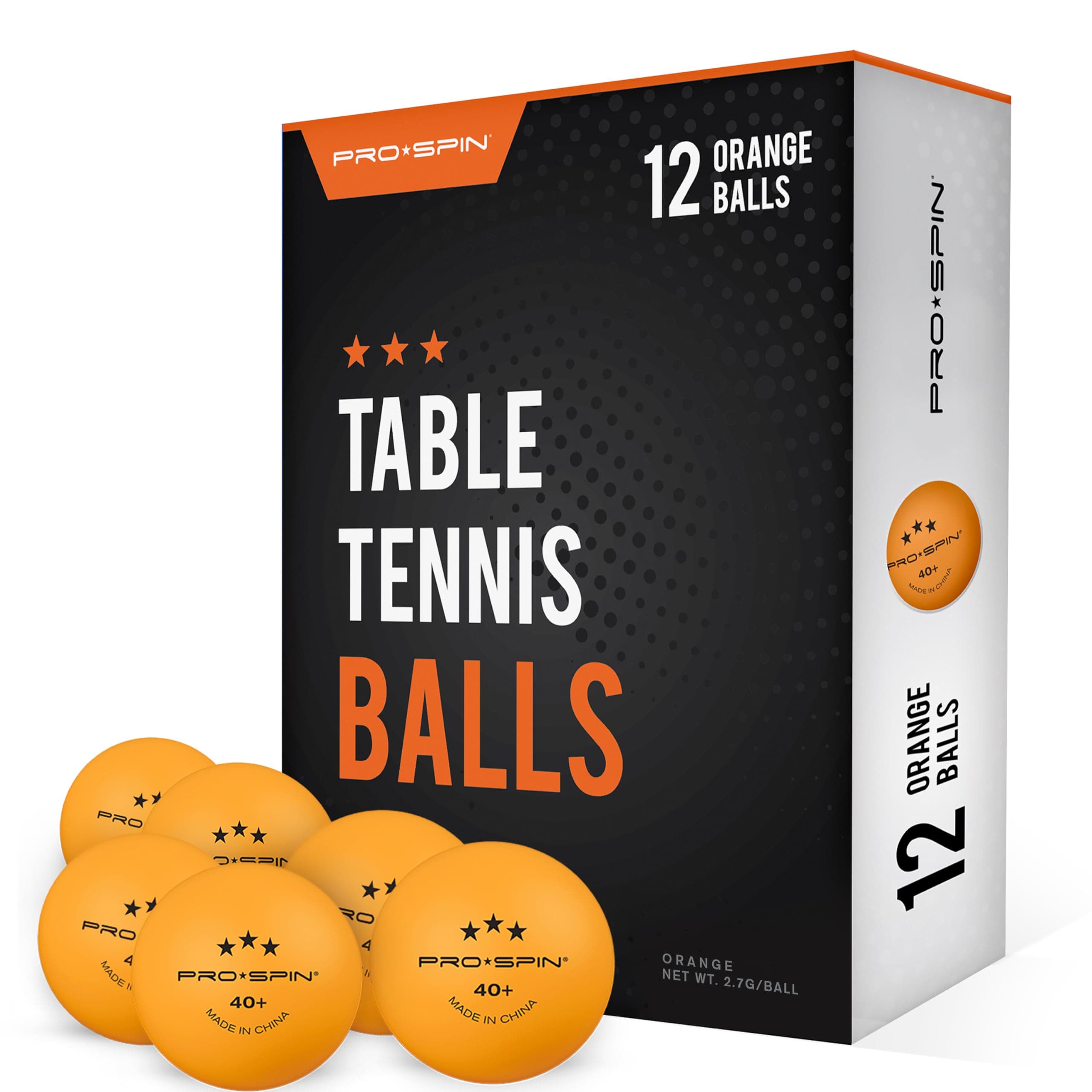 PRO-SPIN Ping Pong Balls - 3-Star Premium Orange Table Tennis Balls | High-Performance 40+ ABS Professional Quality | Ultimate Durability for Indoor & Outdoor Ping Pong Tables