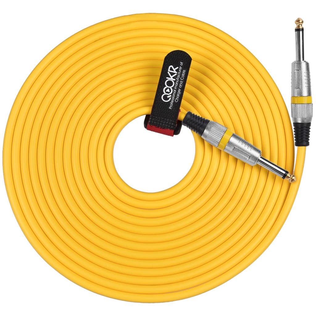 QOOKR 20ft Male to Male Straight 1/4" TS Color Instrument Cable for Electric Guitar,Bass,Keyboard(20 Feet,Yellow)