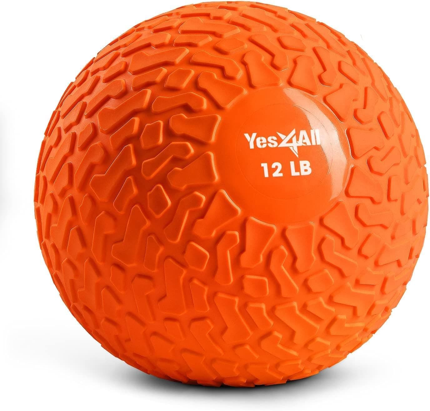 Yes4All Slam Balls Tread Exercise Ball 4KG-5KG/10LB, 6KG-7KG/15LB, 8KG-9KG/20LB, 10KG-11KG/25LB, 14KG/30LB, 18KG/40LB, for Strength Power and Crossfit Workout – Slam Medicine Ball