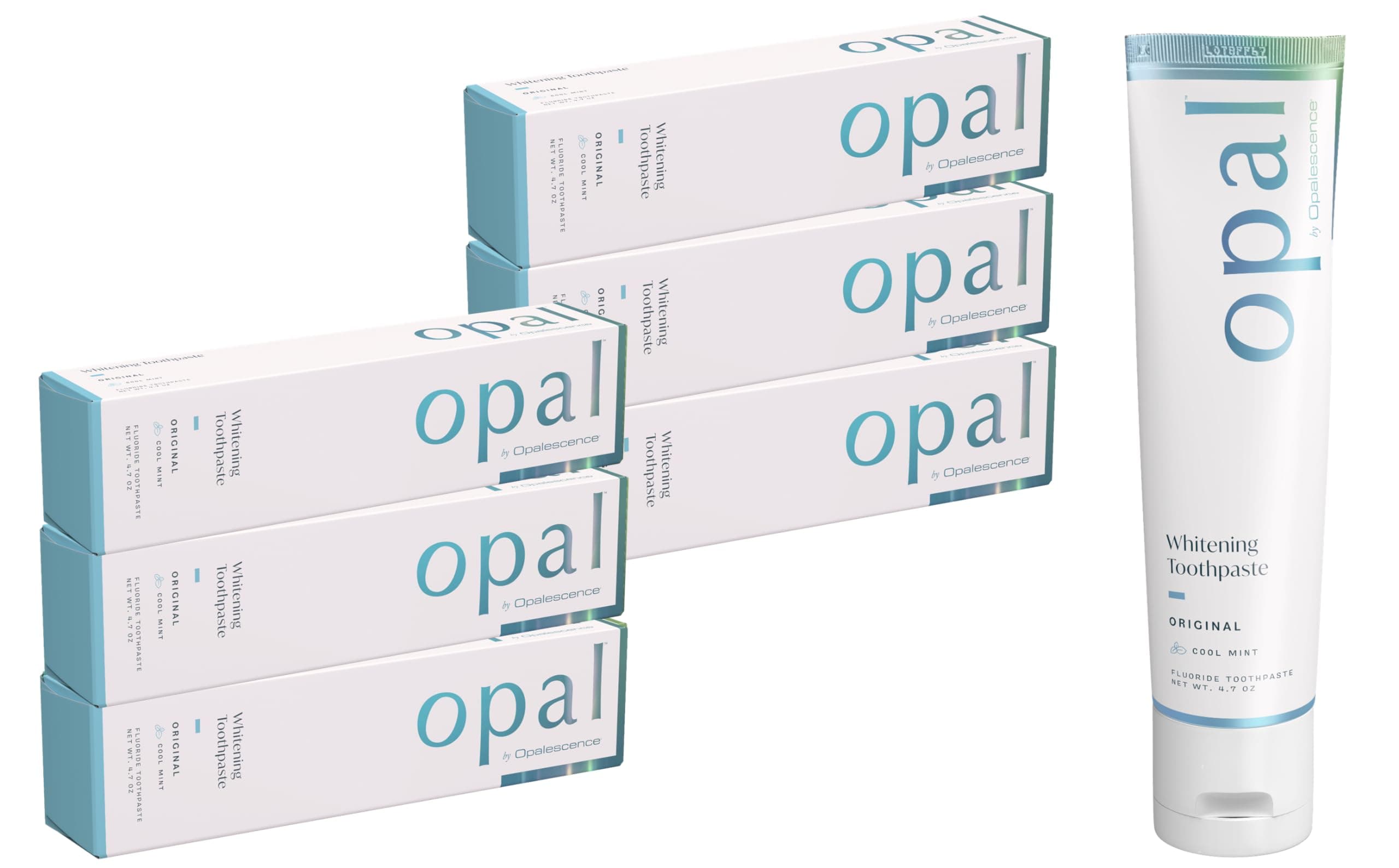 Opalescence Opal Teeth Whitening Toothpaste (Pack of 6) - Cool Mint Original Formula - Oral Care, Gluten-Free - 4.7 Ounce Made by Ultradent -TP-5760-6