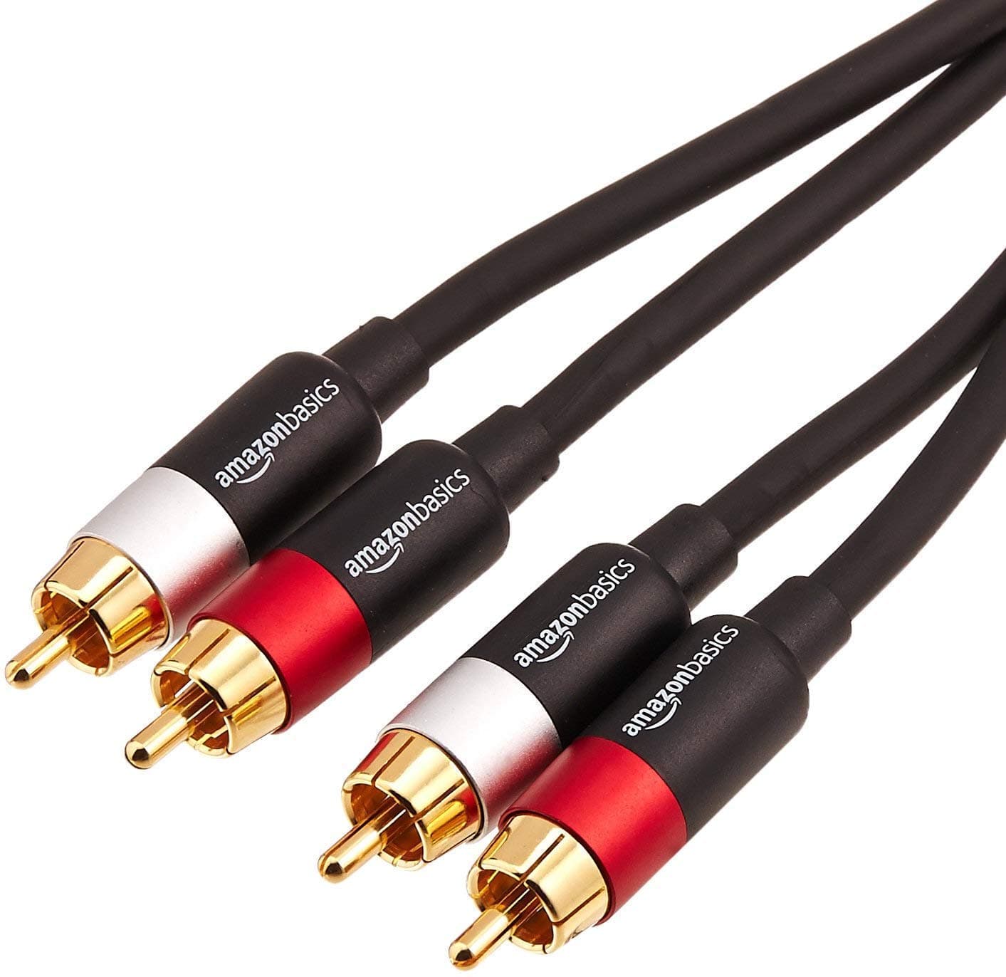 AmazonBasics 2-Male to 2-Male RCA Audio Stereo Subwoofer Cable - 8 Foot (2.4M)