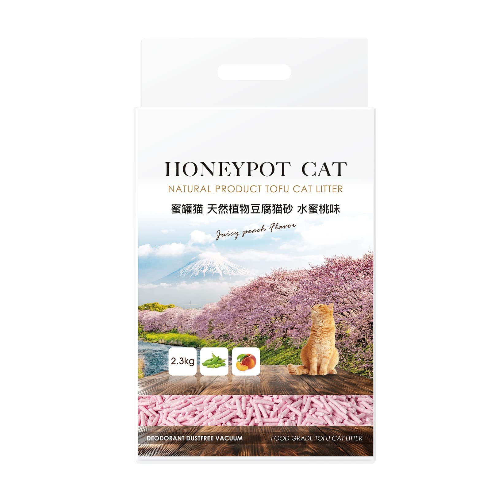 2 Packs - Honeypot Clumping&Flushable Tofu Cat Litter (Juicy Peach), Odor Control&Dust Free, 6Lx2 (4.8kg)