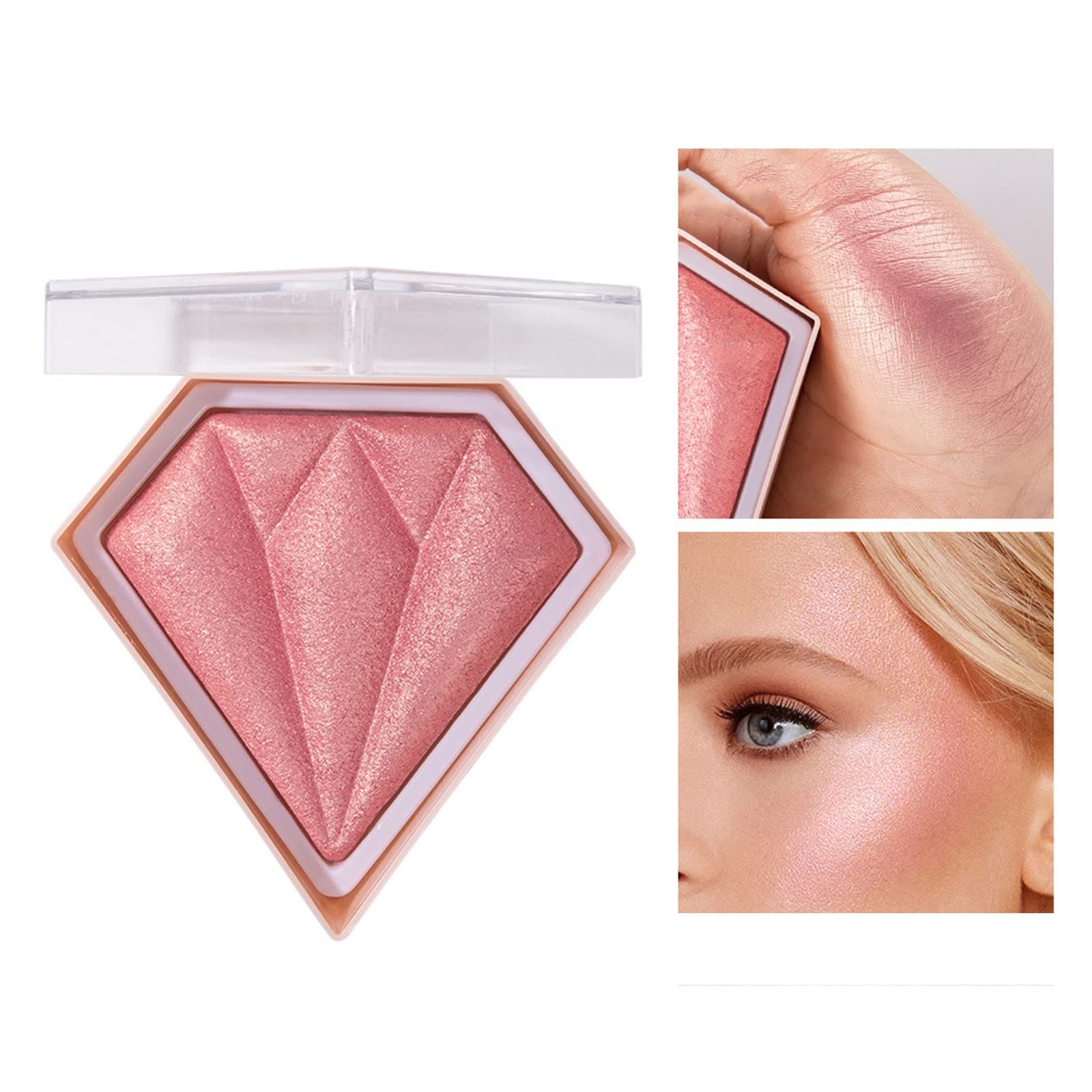 Powder Highlighters Makeup,Highly pigmented Powder Highlighter,Bronzer and Highlighter Palette,Highlighting Powder for a Radiant Finish,Silky and Shimmery Effect (Pink)