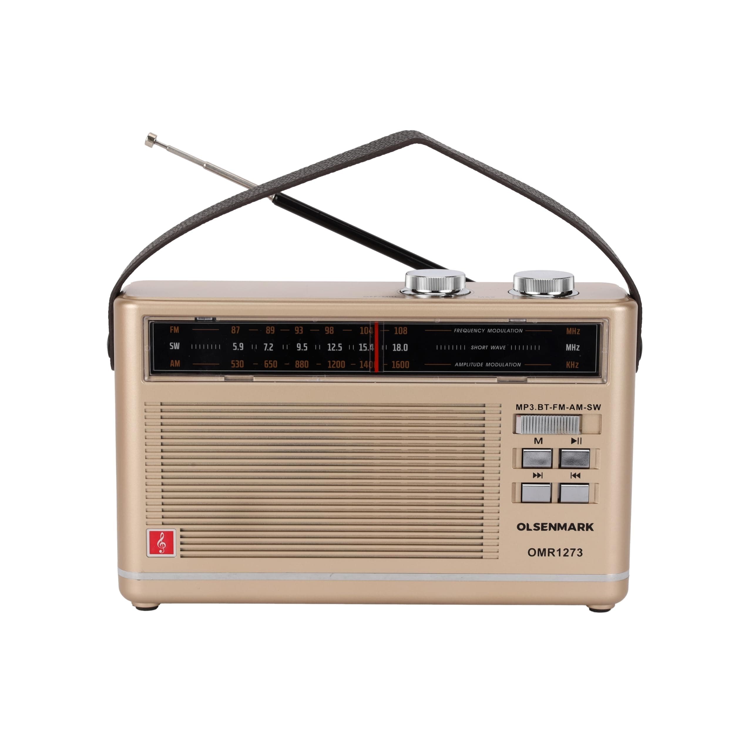Rechargeable Radio with MP3 Player- OMR1273/ Good Sound Quality, 3 Band, USB, TF, FM Functions, Bluetooth/Equipped with Battery/Portable and Lightweight Design/Brown