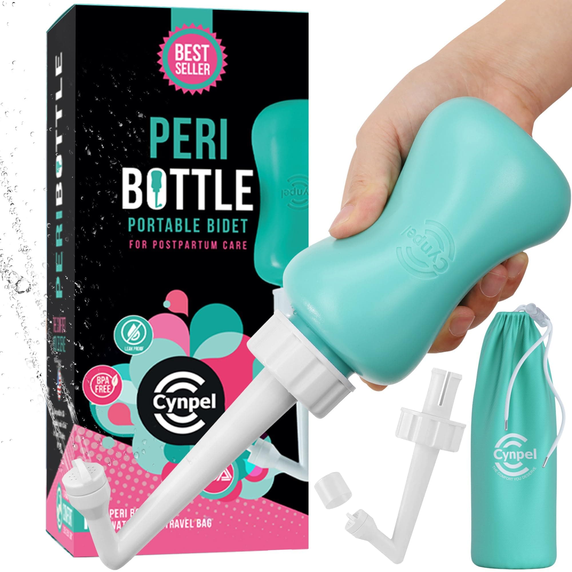 Peri Bottle for Postpartum Perineal Care- Baby Travel Bathing kit, Cleansing for Mom After Birth- Travel Size Cleanser-Portable Bidet for Birth Tears, Hemorrhoids, Pain- (Tiffany Blue)