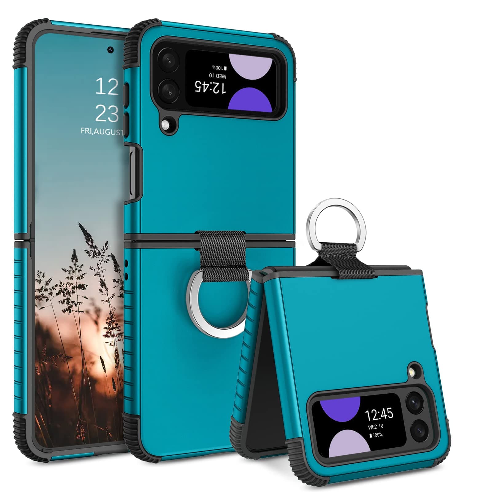 GUAGUACompatible with Samsung Galaxy Z Flip 3 Case 5G 6.7 Inch Hybrid 2 in 1 Hard PC Soft TPU Heavy Duty Rugged Shockproof Full-Body Protective Phone Cover for Samsung Z Flip3, Deep Blue/Black