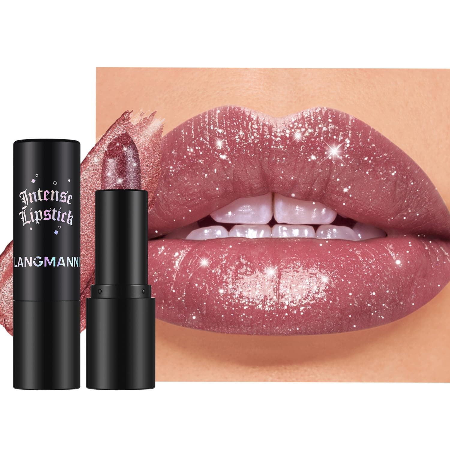 Sparkling Lip Gloss, Long Lasting Waterproof Moisturizer Lip Balm Glitter Shimmer Metallic Lipstick, Diamond Shiny Bold Glow Goth Lipstick for Women Girls, Non-sticky (1, 07#)