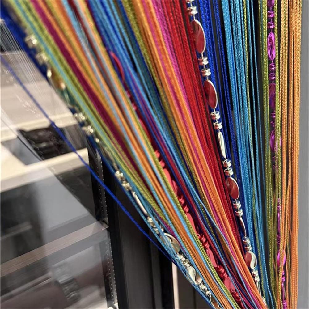ave split 100cmX200cm Decorative Door String Curtain Beads Wall Panel Fringe Window Room Divider Blind for Wedding Coffee House Parts Door Divider Beads Tassel Screen Decoration (Colorfull 25)