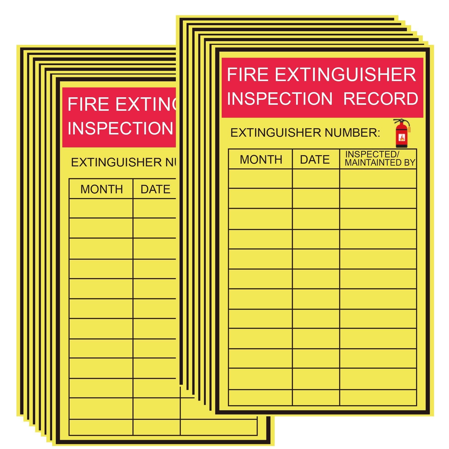 Monthly Fire Extinguisher Inspection Tags Stickers 3 x 5 Inch Year Maintenance Extinguisher Recharge and Inspection Record Labels 60 Pcs (3x5 inch, Yellow)