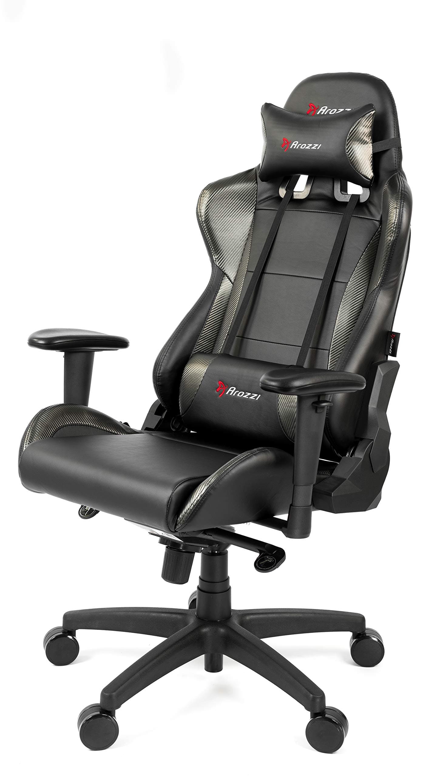 Arozzi - Verona Professional V2 Ergonomic Computer Gaming Chair Office Chair with Recliner Swivel Tilt Rocker Adjustable Height and Adjustable Lumbar and Neck Support - Black with Carbon Black Accents