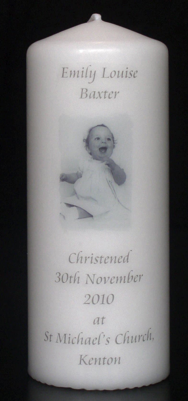 Eden Candles Personalised Christening/Baptism/Dedication Photo candle with organza bag