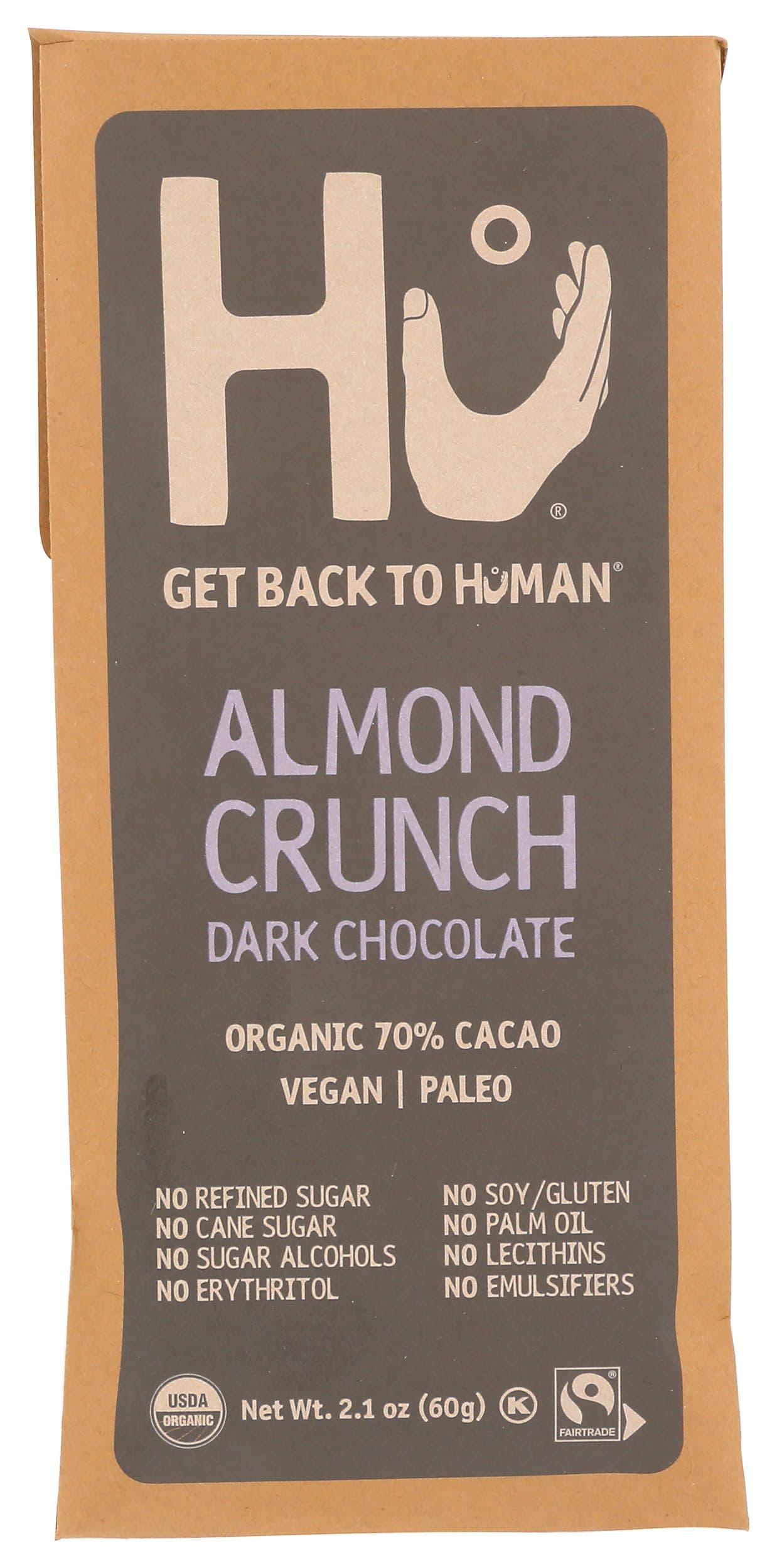 HU KITCHEN Organic Almond Crunch Dark Chocolate Bar, 2.1 Oz