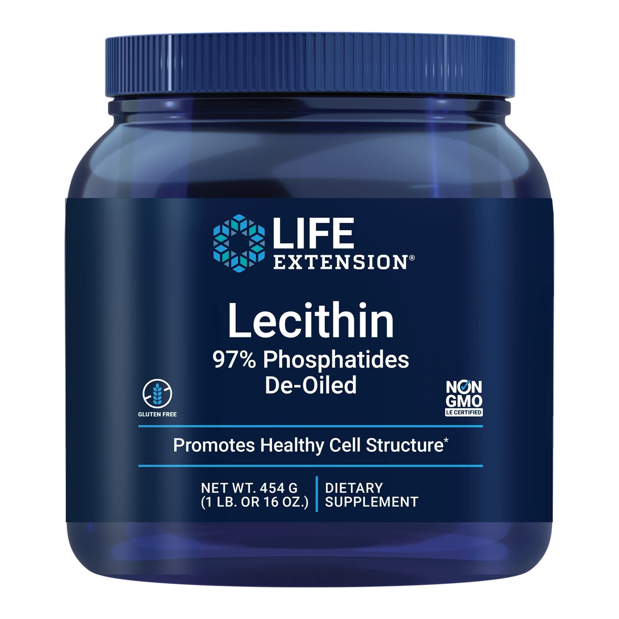 Life Extension Lecithin - 97% Phosphatides De-Oiled - Soy Based Vegan Lecithin Supplement Powder for Brain Health, Liver Health and Detox - Non-GMO, Gluten-Free, Vegetarian - 1 Pound (41 Serving)