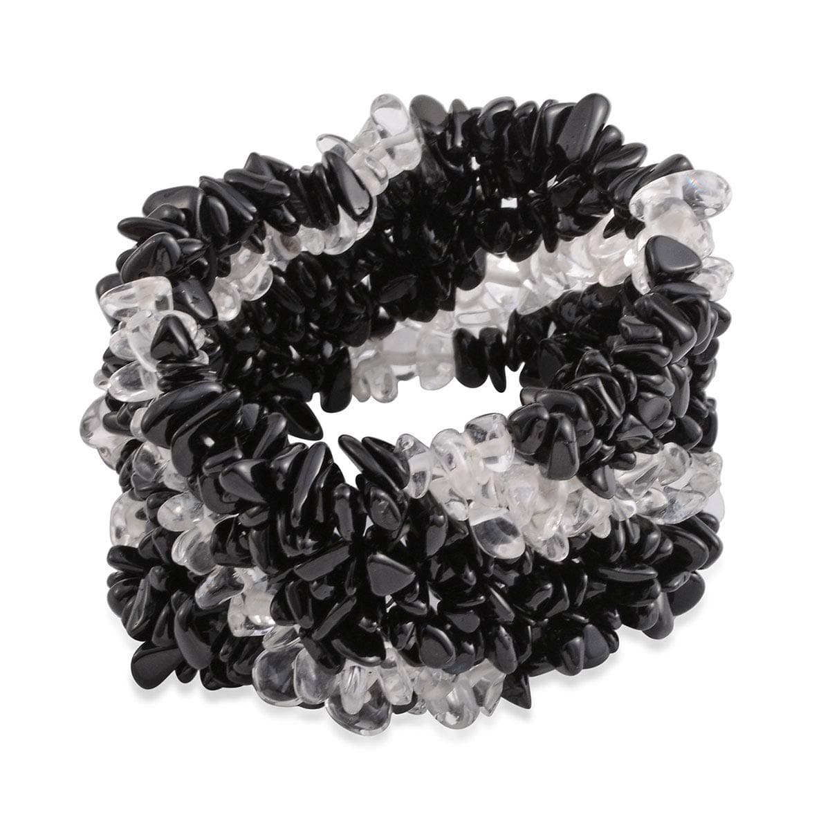 Shop LC Delivering Joy Healing Black Tourmaline Crystal Quartz Coastal Chips Stretchable Broad Bracelet Costume Jewelry Gifts for Women Ct 457