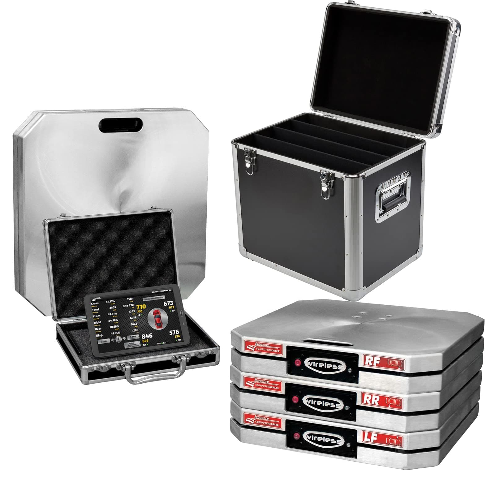 Vehicle Scale, XLI, Electric, 15 in Square, 1500 lb Capacity Pad, Wireless, Case/Controller/Pads, Aluminum, Natural, Kit