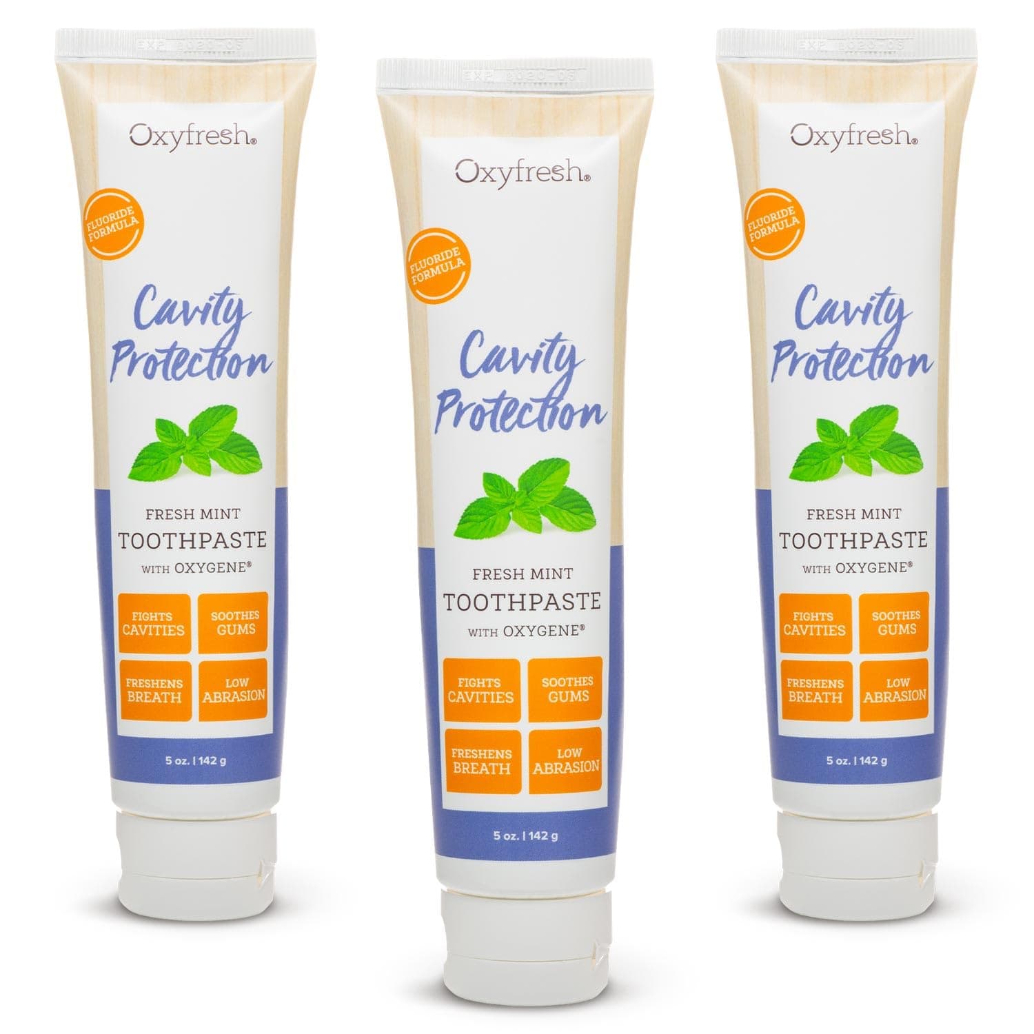 Oxyfresh Cavity Protection – Fresh Mint Fluoride Toothpaste – Low Abrasion Anticavity Toothpaste for Sensitive Teeth – Remineralizing Enamel Repair Helps Prevent Tartar & Cavities - 5 oz (Pack of 3)