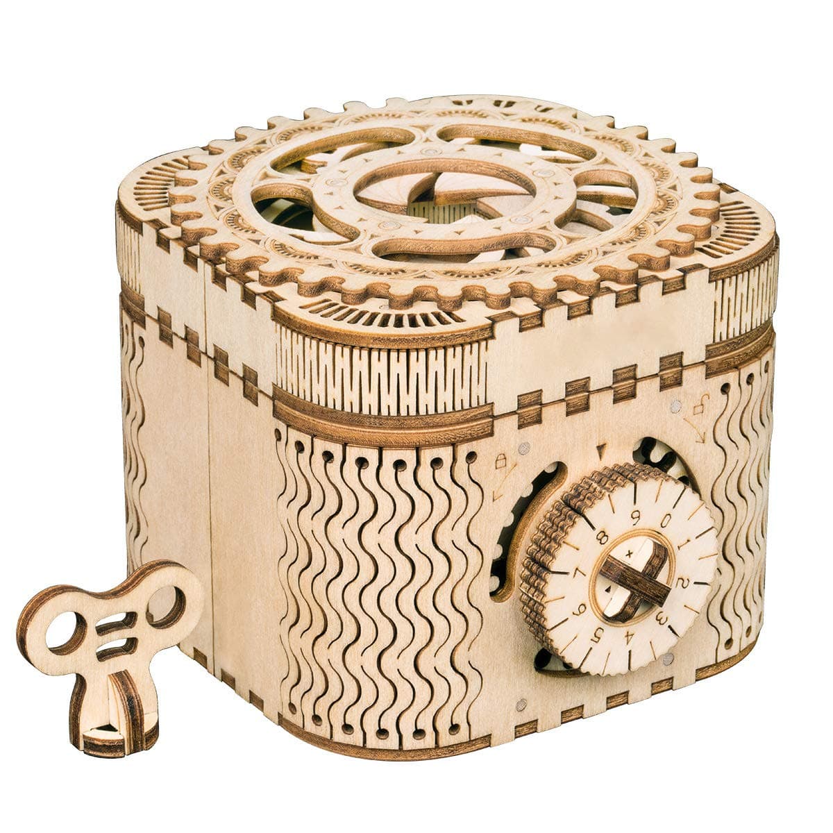 Rowood 3D Puzzles for Adults, Wooden Mechanical Gear Model Kits for Age 14+ - Treasure Box