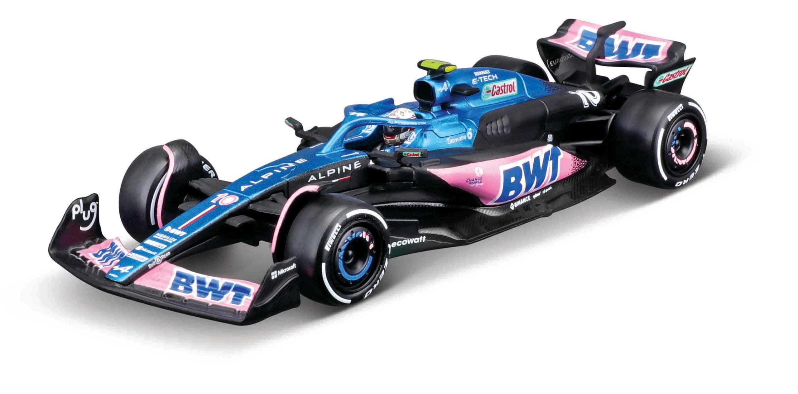 Bburago - Formula 1 Alpine 2023 by Pierre Gasly with his Helmet - Vehicle Reproduction at 1/43 - Racing Collection - Toy for Children to Collect from 3 Years - 38073G