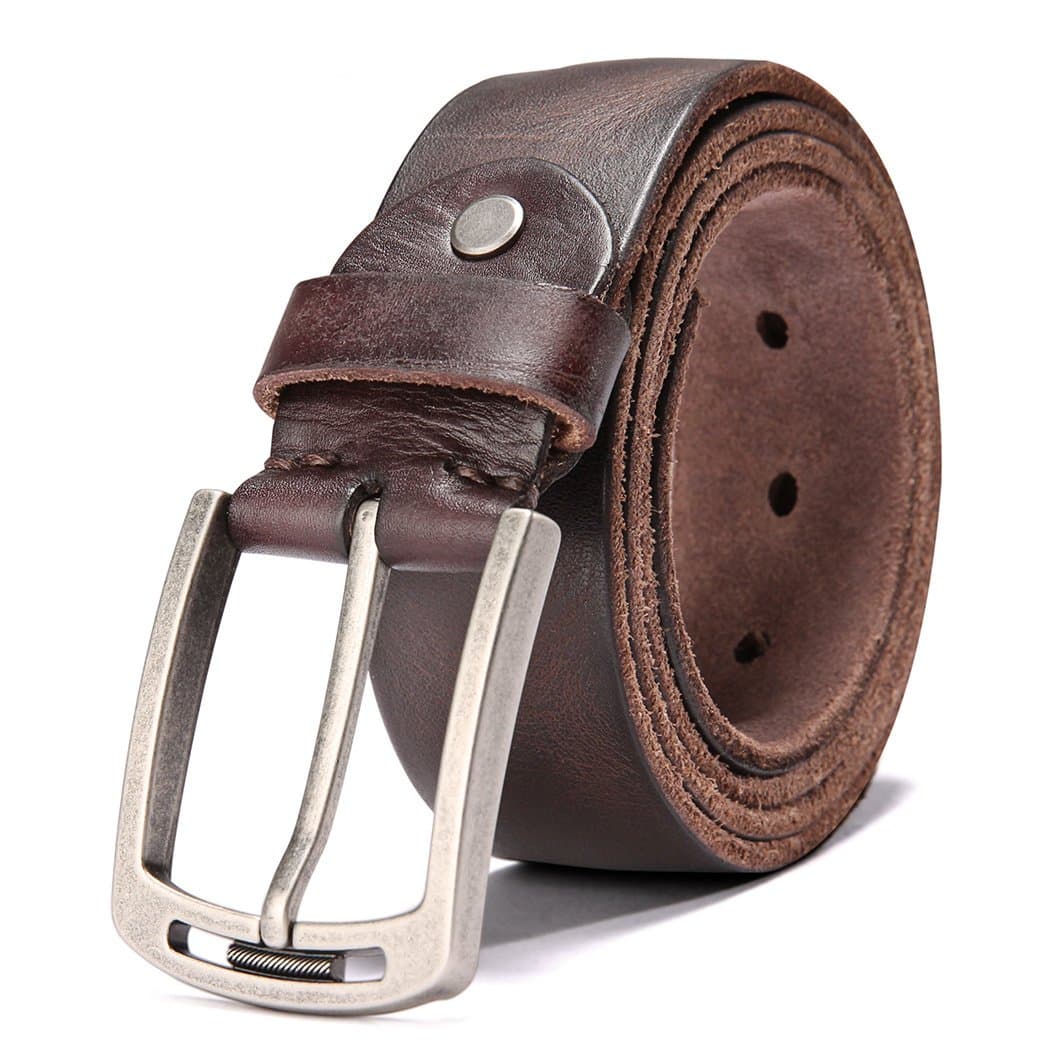 Men's 100% Italian Cow Leather Belt Men With Anti-Scratch Buckle,Packed in a Box