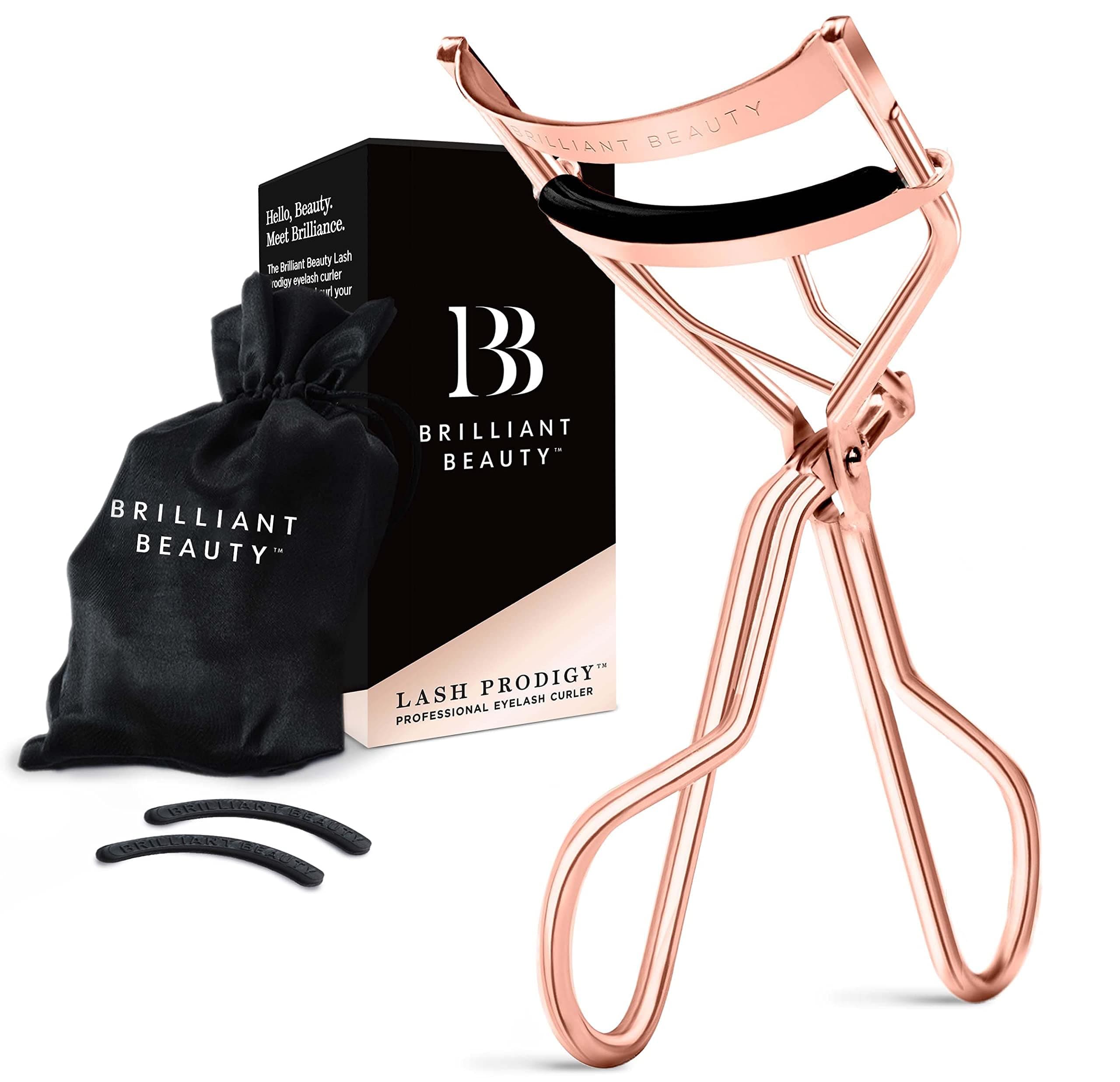 Eyelash Curler with Satin Bag & Refill Pads - Award Winning - No Pinching, Just Dramatically Curled Eyelashes for a Lash Lift in Seconds (Rose Gold)