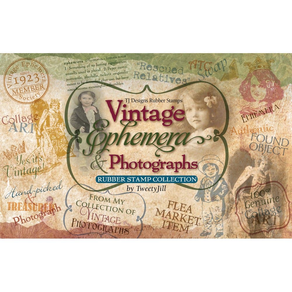 TJ Designs Rubber Stamp Set, Vintage Ephemera and Photographs
