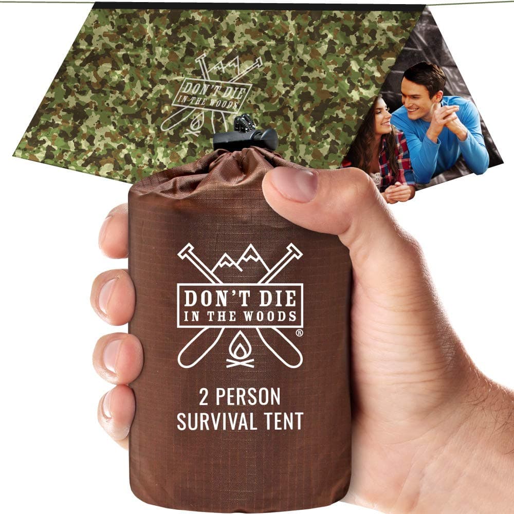 Don't Die In The Woods - Survival Tent - Made with Extra-Thick Space Blanket Thermal Mylar - Emergency Shelter Tube Tent - One of The 10 Essentials for Hiking, Camping, First Aid Kits