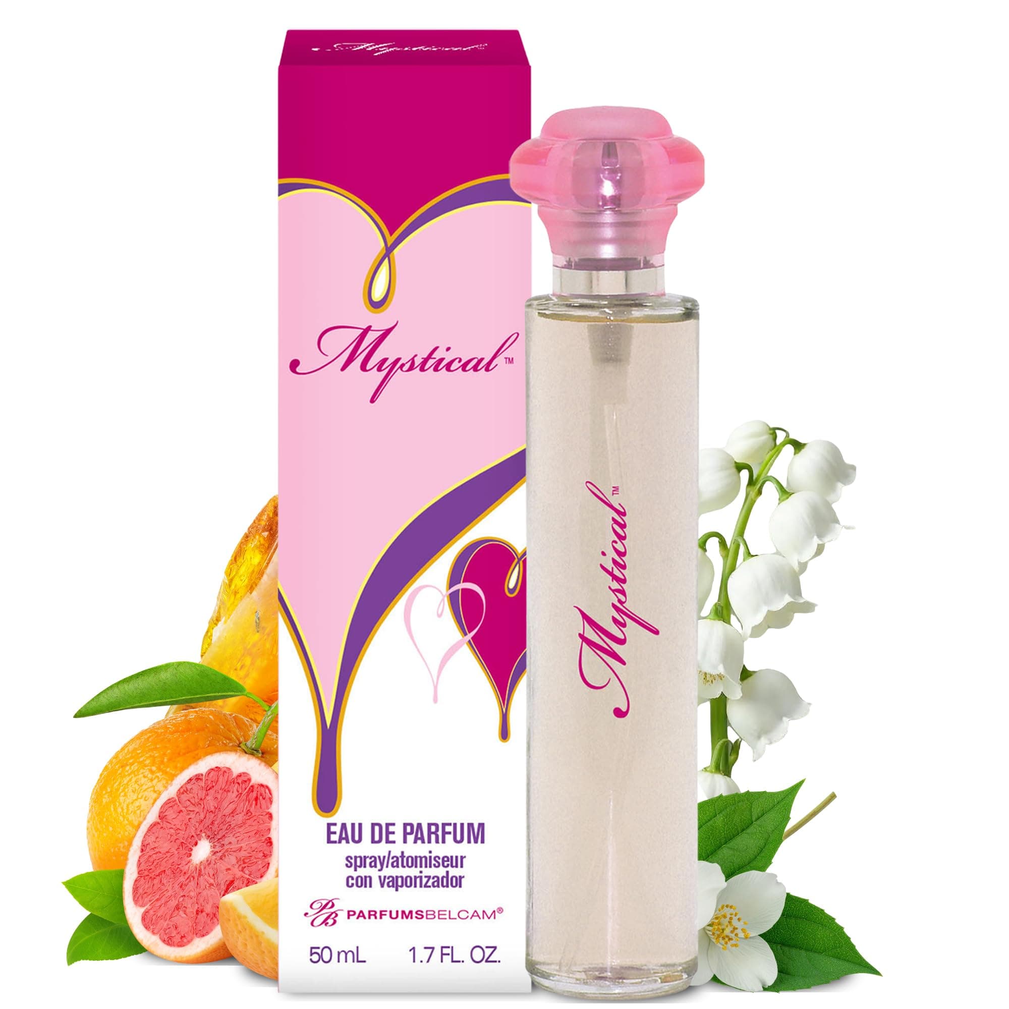 PB ParfumsBelcam Mystical Eau de Parfum Spray for Women – Sweet Fruity Floral Perfume with Citrus, Jasmine, Muguet, Amber & Musk – Playful Feminine Perfume, Affordable Everyday Fragrance, 1.7 Fl Oz