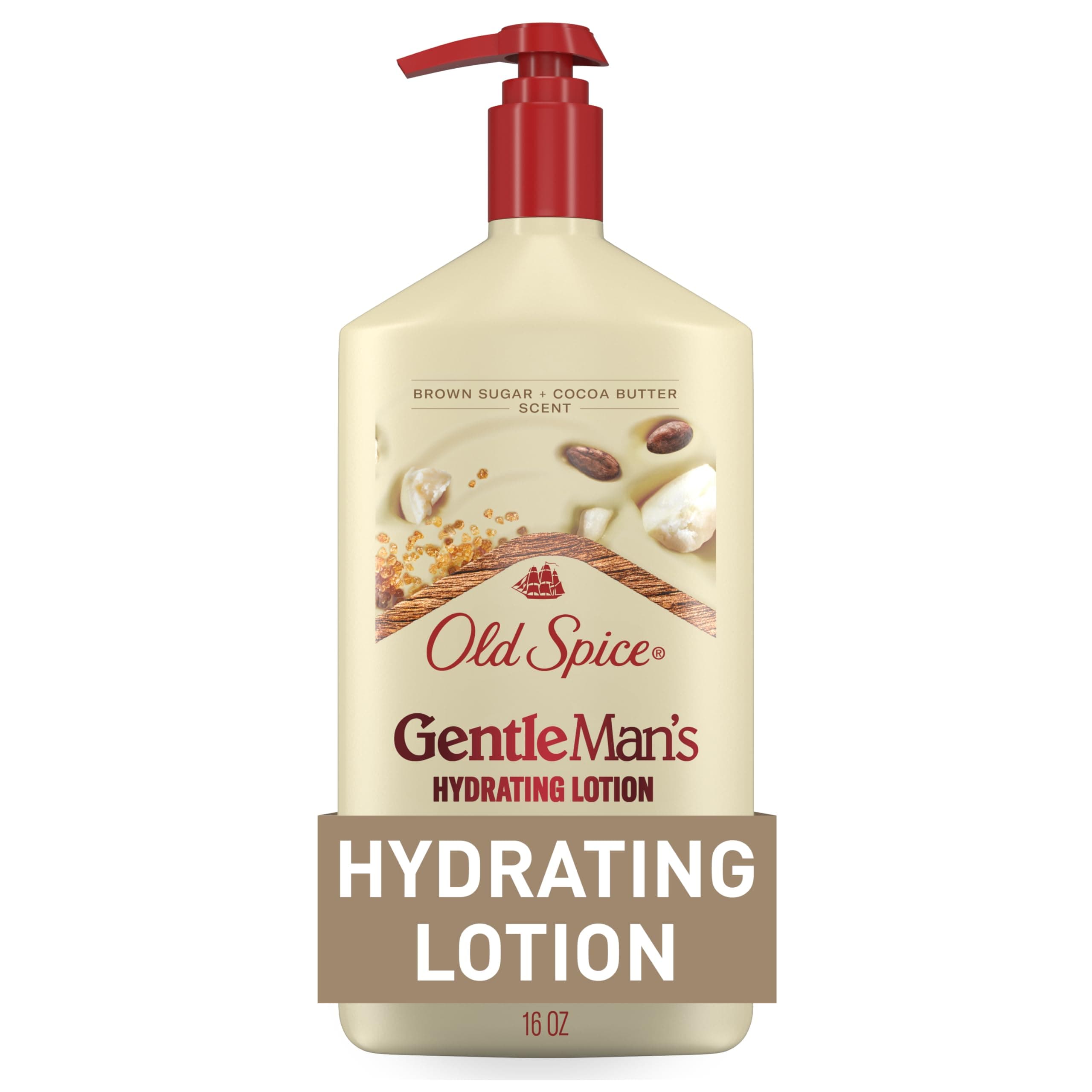 - Old Spice Hand, Face & Body Lotion for Men, 24/7 Lightweight Moisturization with Vitamin B3, Instant Absorption, For All Skin Types, Brown Sugar + Cocoa Butter Scent, 16 oz