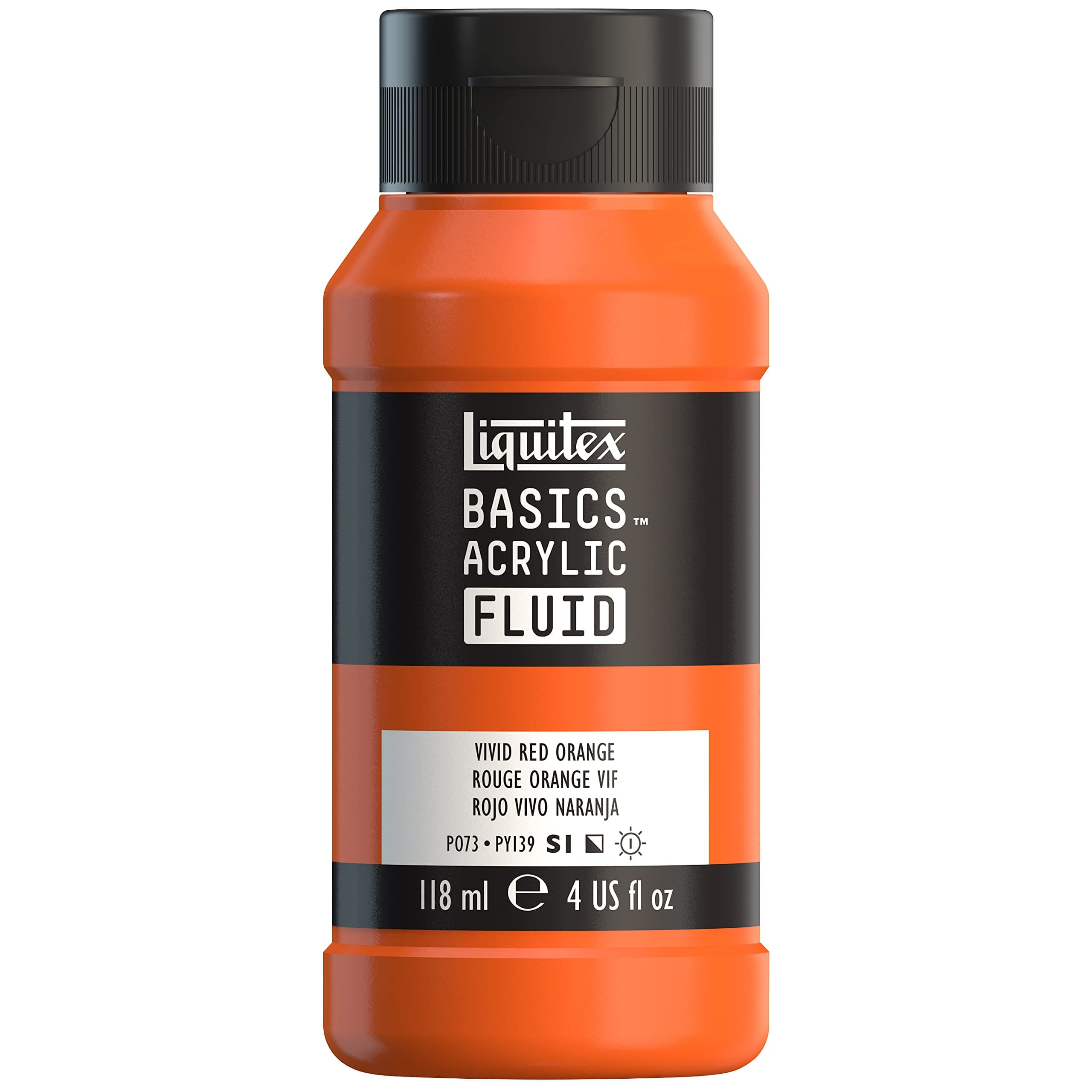 Liquitex Basics Acrylic Fluid Paint,118ml Bottle (Vivid Red Orange)