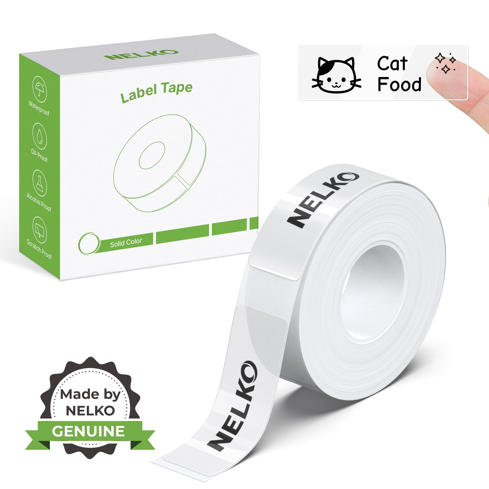 Nelko Genuine P21 Label Maker Tape, 14x40mm (0.55"x1.57"), Standard Laminated Thermal Label Tape Replacement, for Home Office, 180 Labels/Roll, Transparent