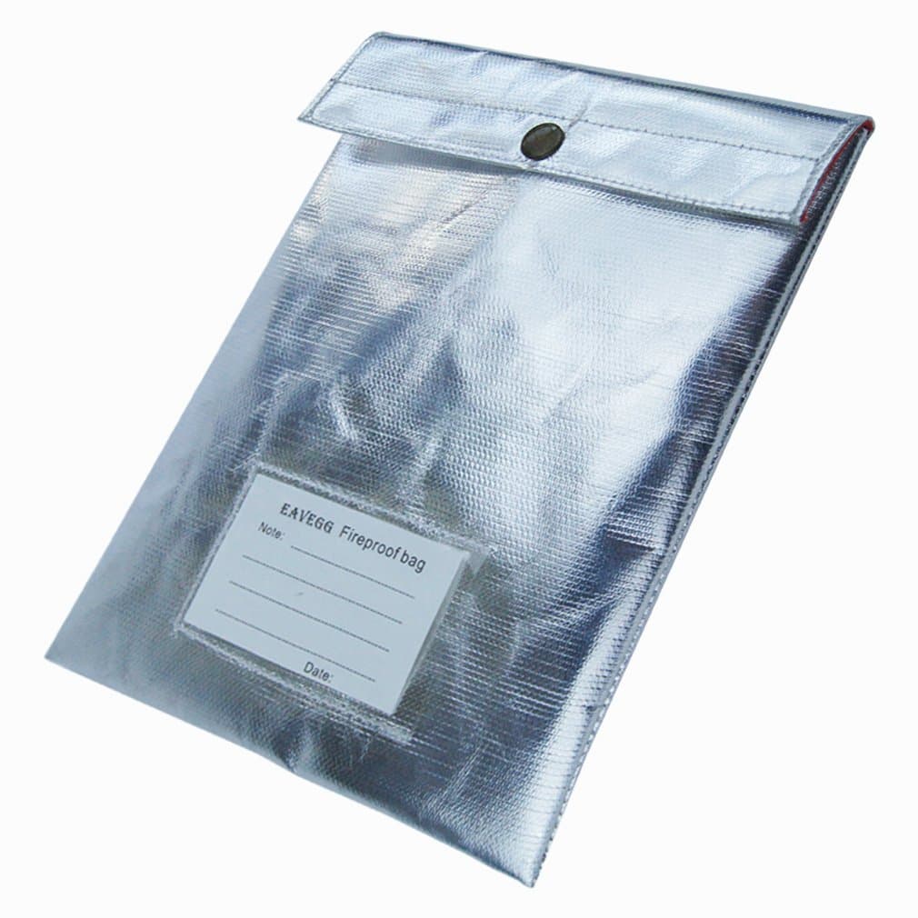 Fireproof Document Bag 10"x 7.5" Guaranteed Non-Itchy & Protect to 1000°F, Aluminum Coated Fire Resistant Envelope Pouch, That is Safe for Storage of Valuables, Money, Jewelry & Passport by Eavegg