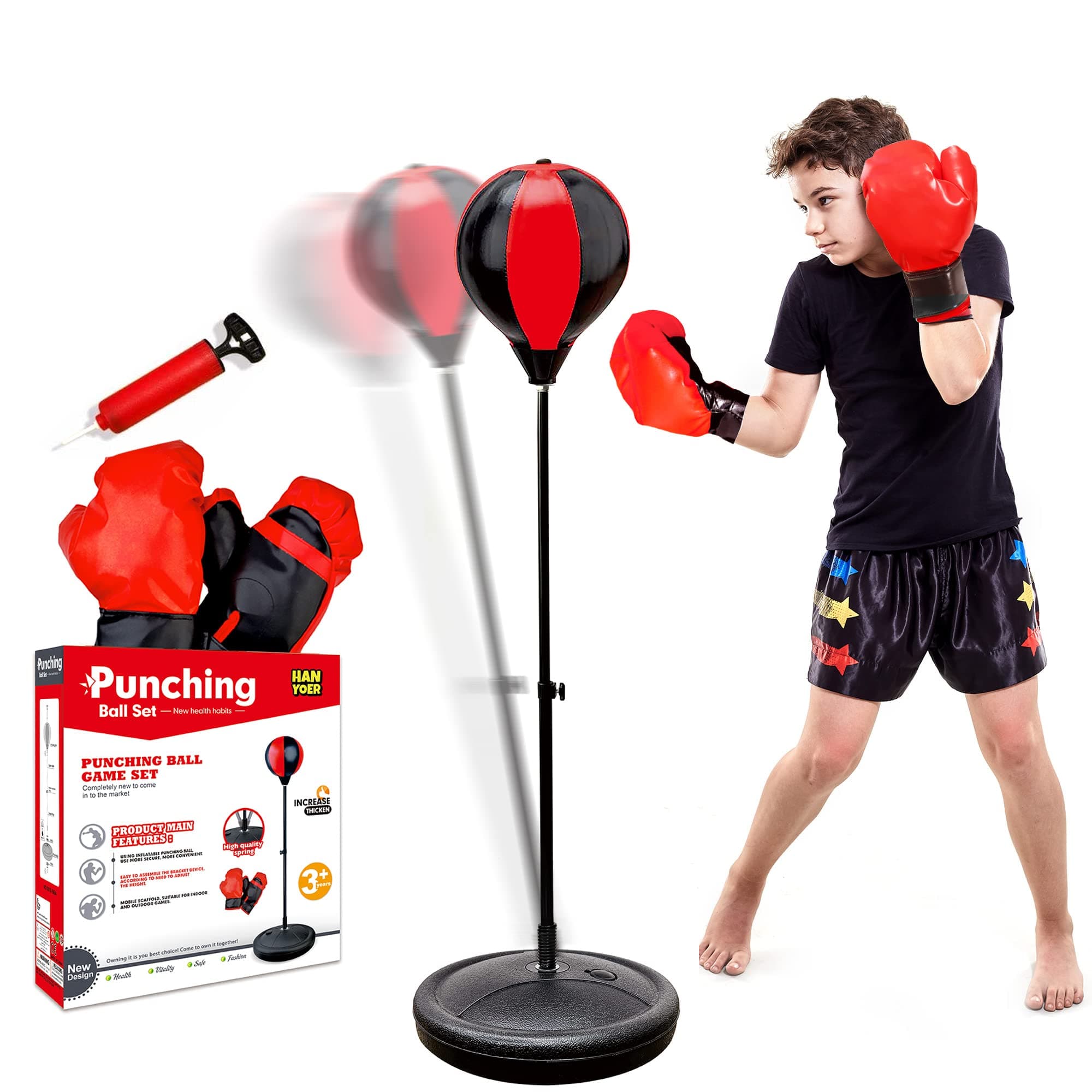 Punching Bag for Kids, 3-12 Adjustable Boxing Equipment with Boxing Gloves, Boxing Set as Boys & Girls Toys Gifts