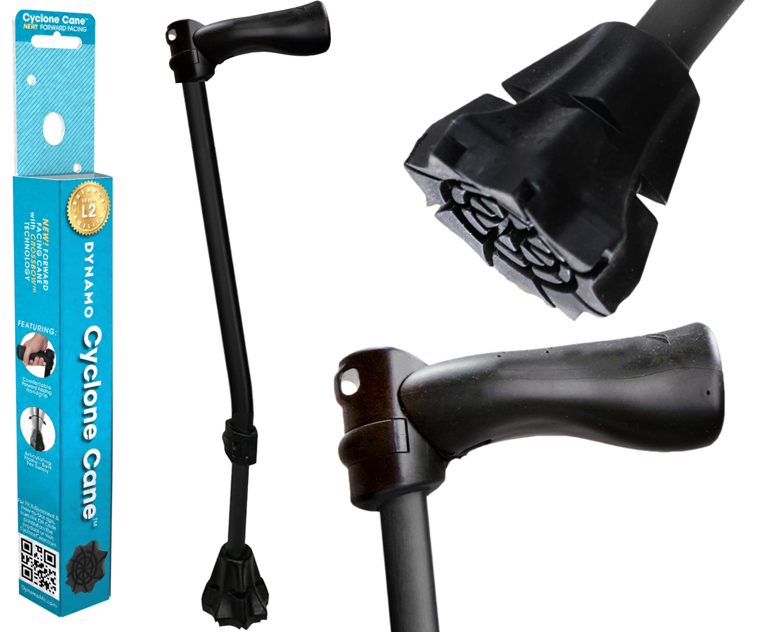 Dynamo Cyclone Cane Maximum Grip for Every Step. Designed for All-Day Comfort. Built to Keep You Steady and Safe. Stability You can Trust, Anywhere You go. (Black)