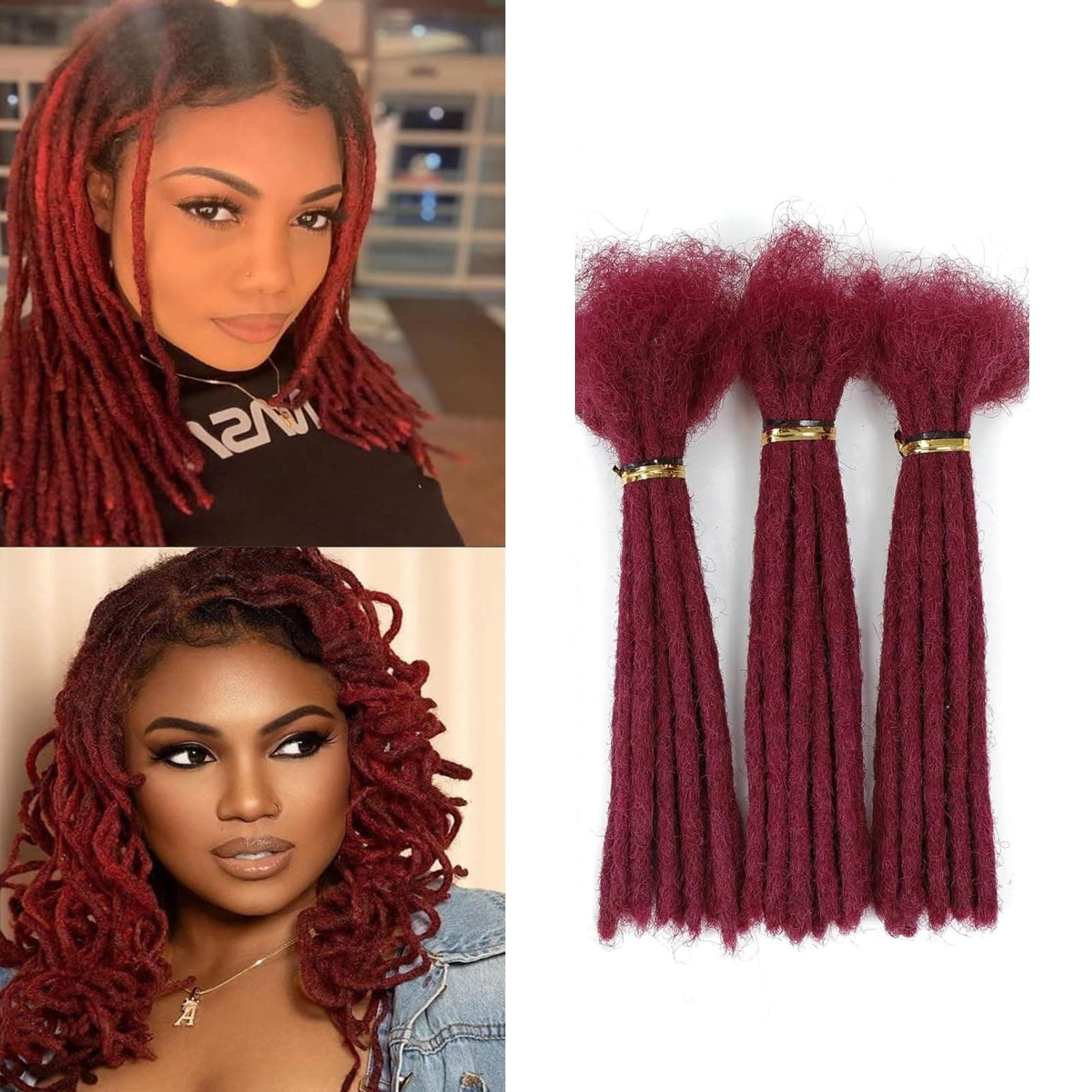 Dreadlock Extension Human Hair 14inch 0.6cm Thickness BUG Color Options 30 Strands 100% Real Human Hair for Man/Women Handmade Permanent loc Extensions Bundles Can Be Curled Twisted