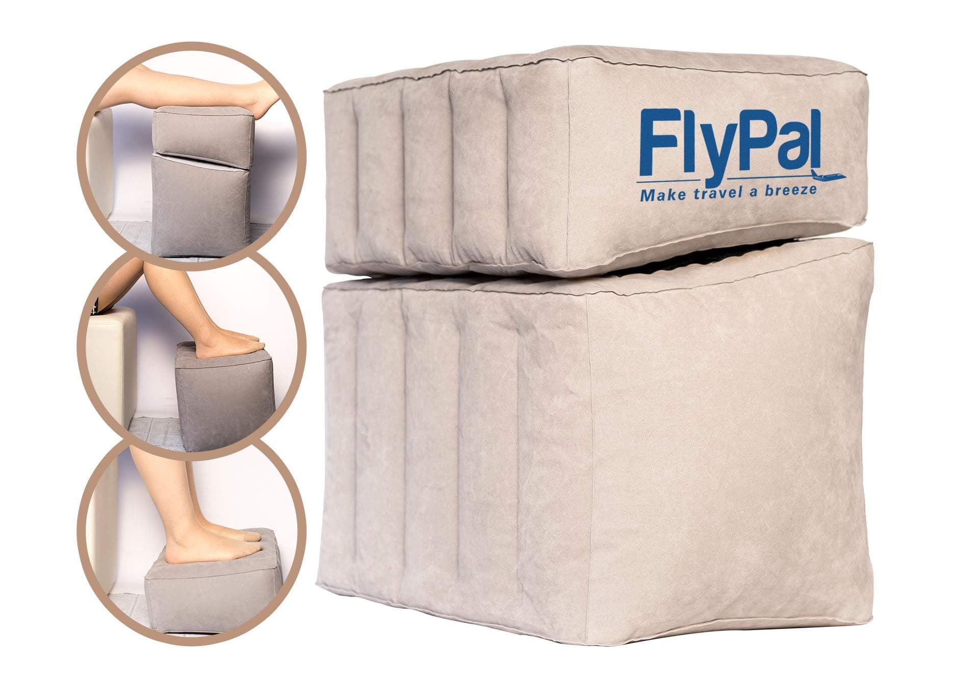 Flypal Inflatable Foot Rest Pillow, Kids Airplane Bed | Adjustable Height Leg Rest for Travel & Office | Improves Comfort & Circulation, Reduces Swelling & Fatigue | Lightweight & Portable