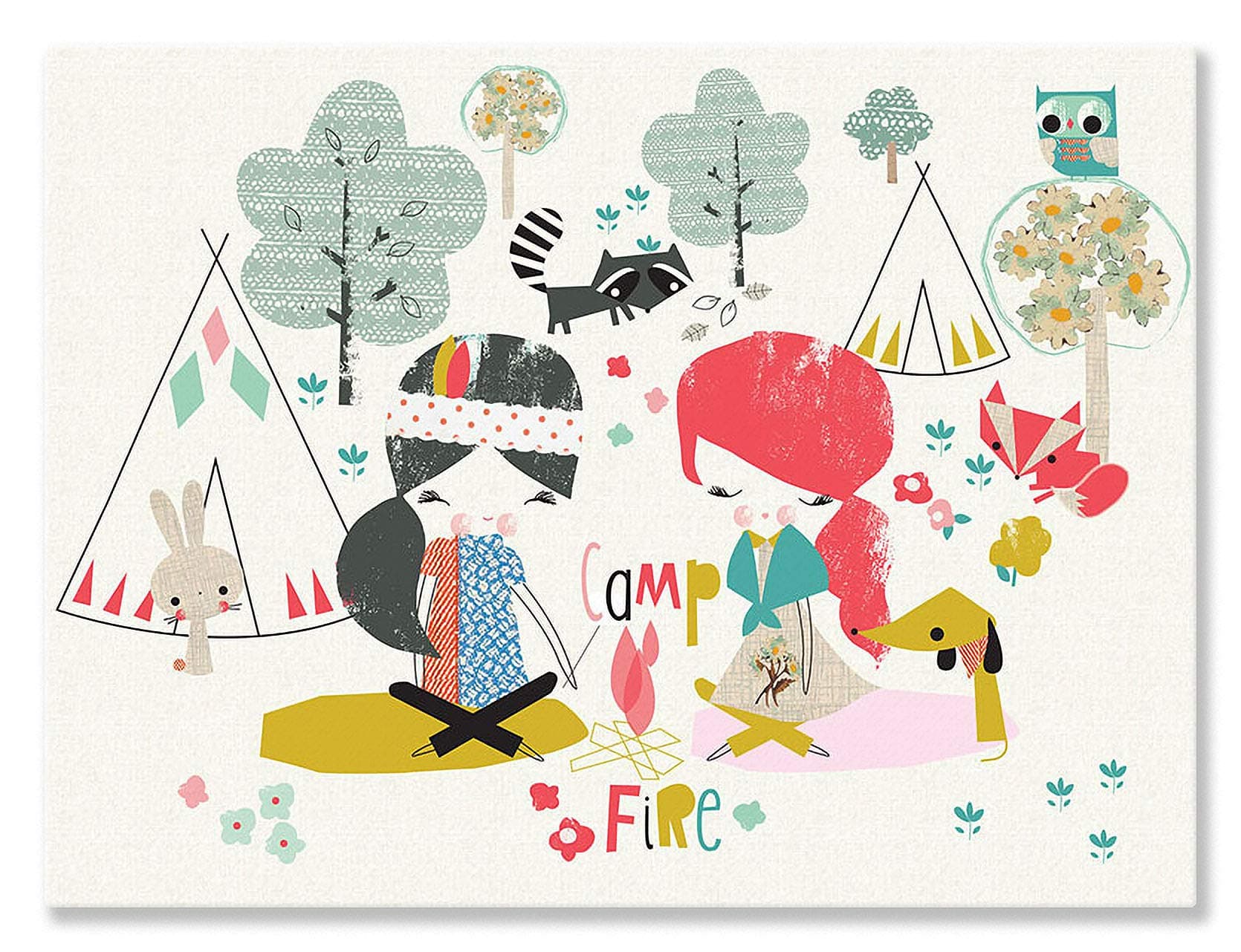 Oopsy Daisy Campfire Friends Canvas Wall Art, 24x18, Multi