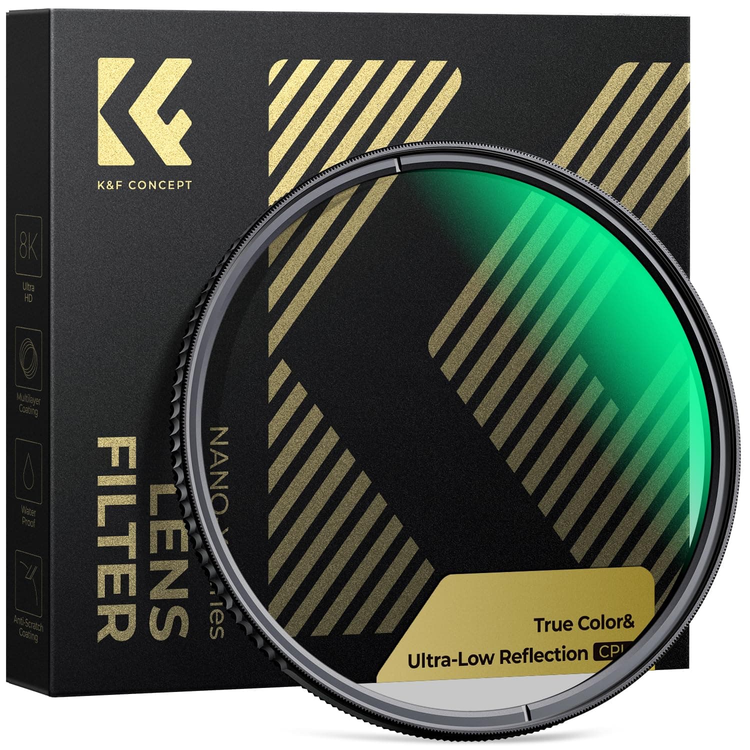 K&F CONCEPT 58mm True Color Ultra-Low Reflectivity CPL Filter Polarizer Lens Filter Circular Polarizing for Camera Lenses with 28 Multi-Coated (Nano-X Series)