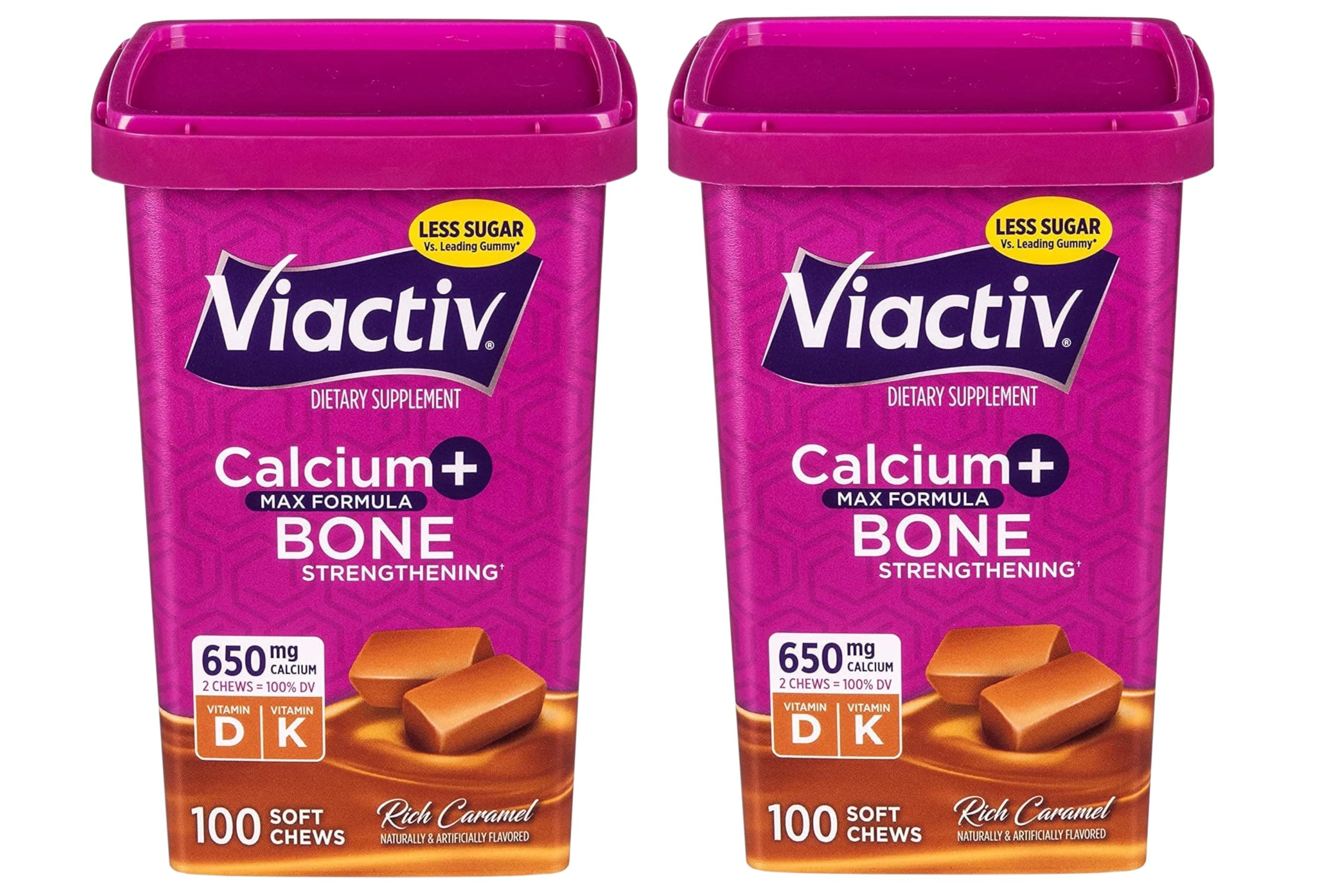 Max Formula Calcium +Vitamin D3 Supplement for Bone Health, Rich Caramel, 100 Soft Chews - 2 Pack