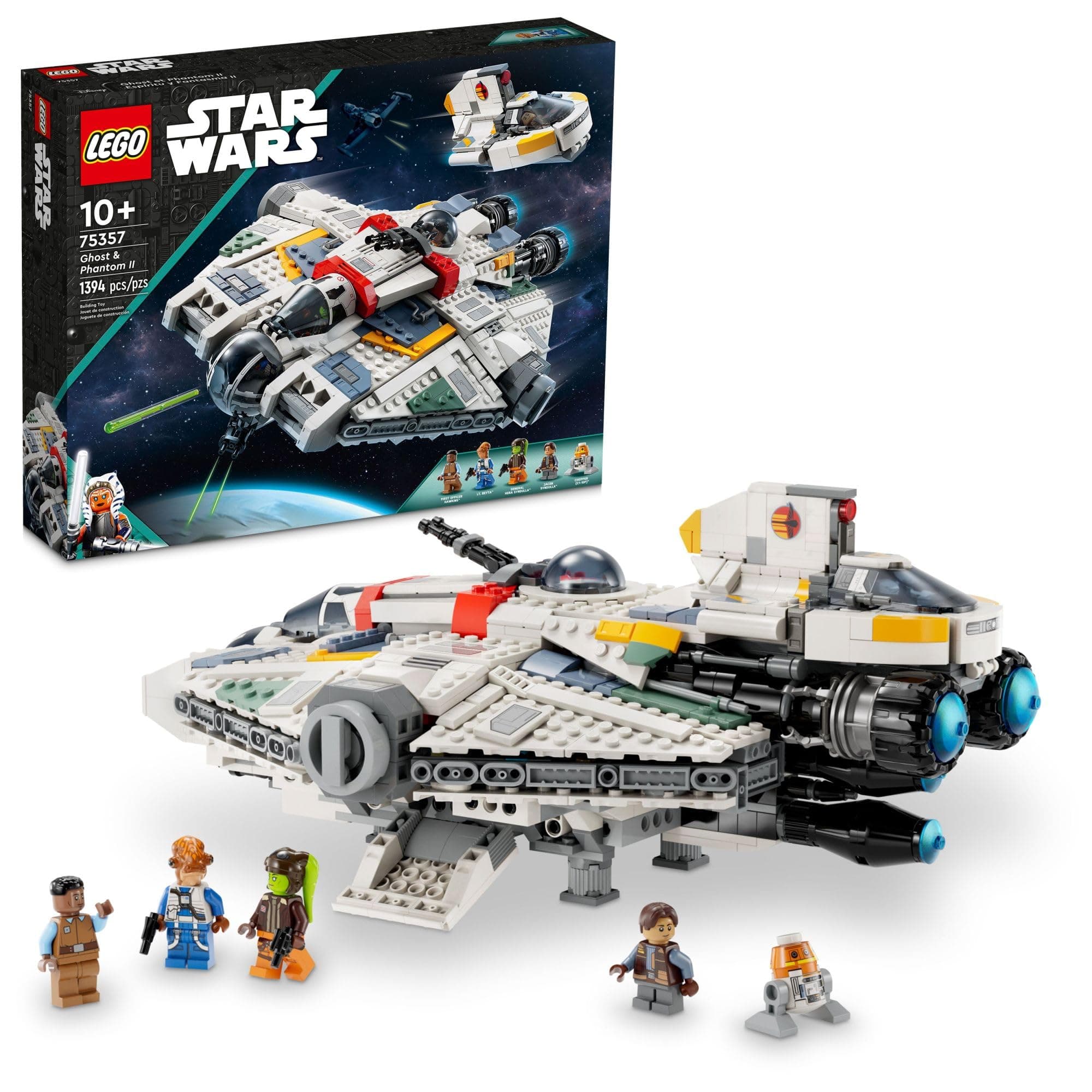 LEGO Star Wars Ahsoka Ghost and Phantom II Spaceship Toy - Star Wars Building Toys Set for Kids, Boys & Girls, Ages 10+ - Gifts for Birthdays - 5 Minifigures - 75357