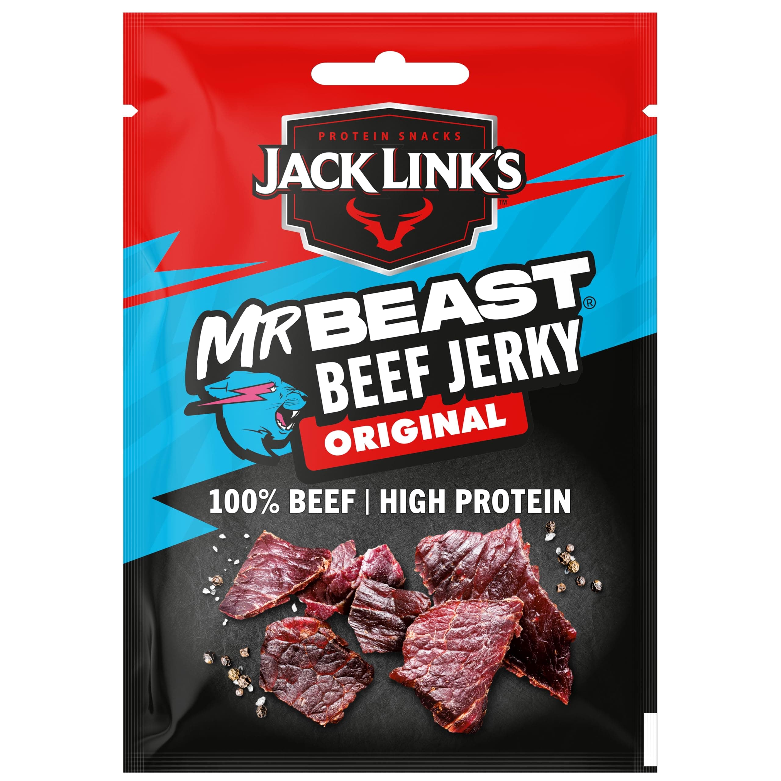 Beef Jerky, Original Flavour, Multipack of 12 x 40g Bags, High Protein Meat Snack, Perfect for On the Go or Post Gym