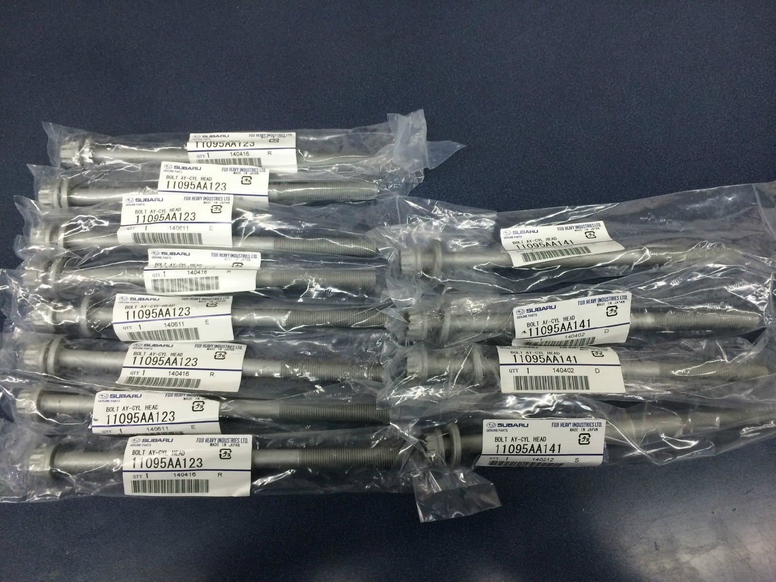Subaru Genuine 12 Head Bolt Kit - 11095AA123 x8 and 11095AA141 x4