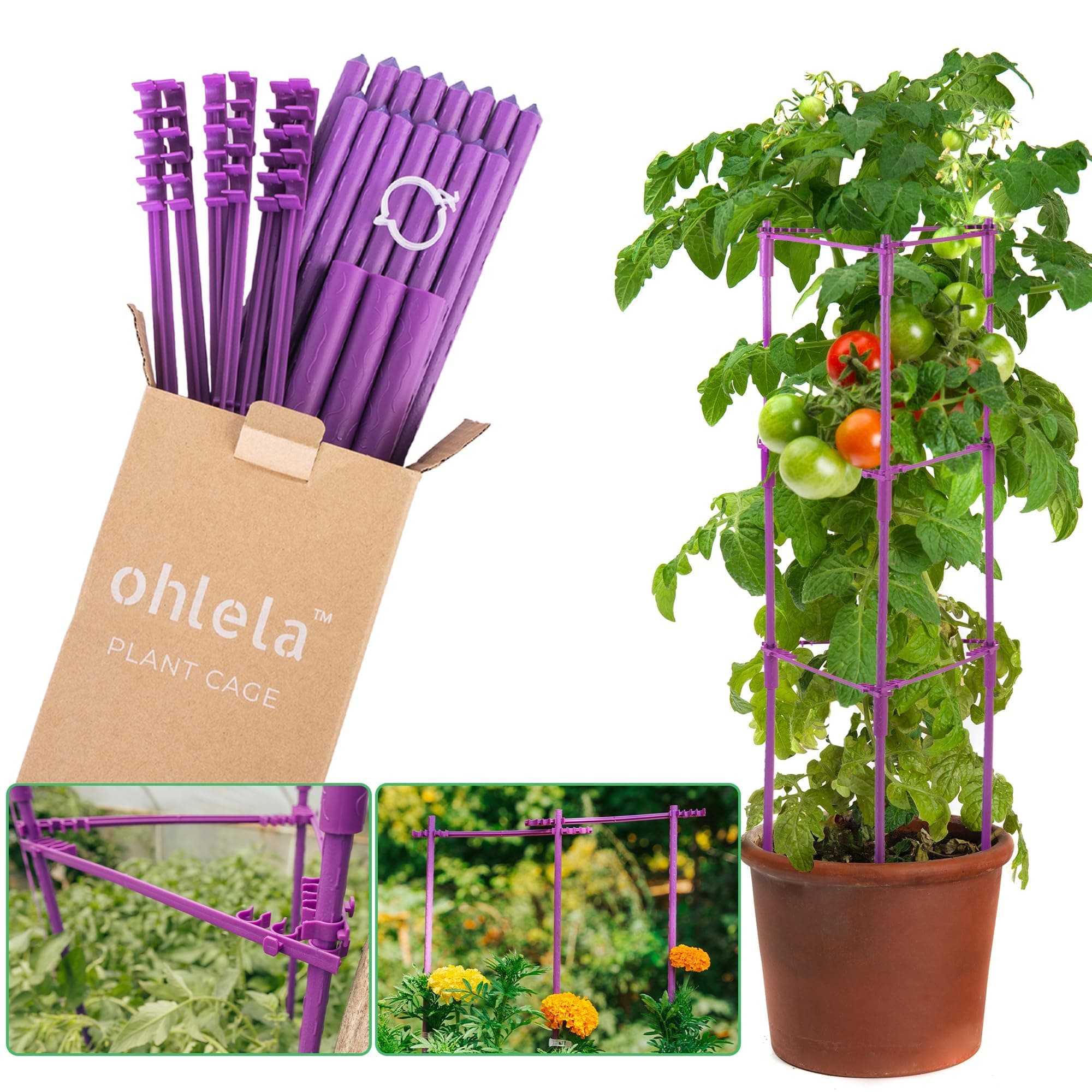 1 Pack 80 Inches Large Tomato Cages for Garden - 6.5ft Heavy Duty Tomato Cages for Tomato Plants Supports Also Fruits & Flowers with Adjustable Stake Arms - Tomato Stakes with 20Pcs Plant Clips