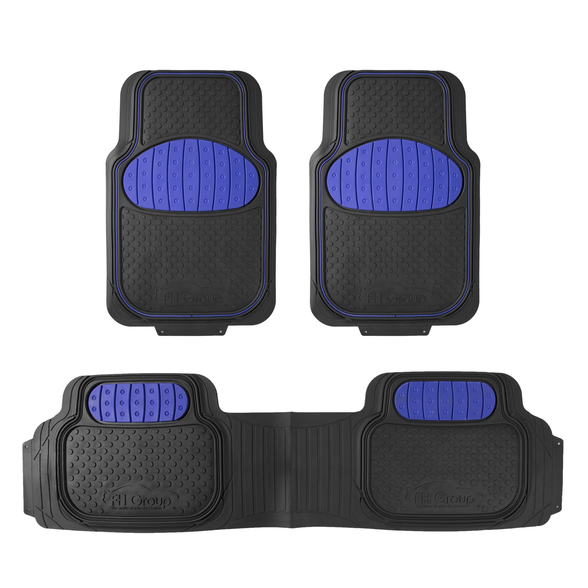 FH Group Heavy-Duty Rubber Car Floor Mats - Universal Fit, Trimmable, Climaproof - For Sedans, SUVs, Trucks - Blue