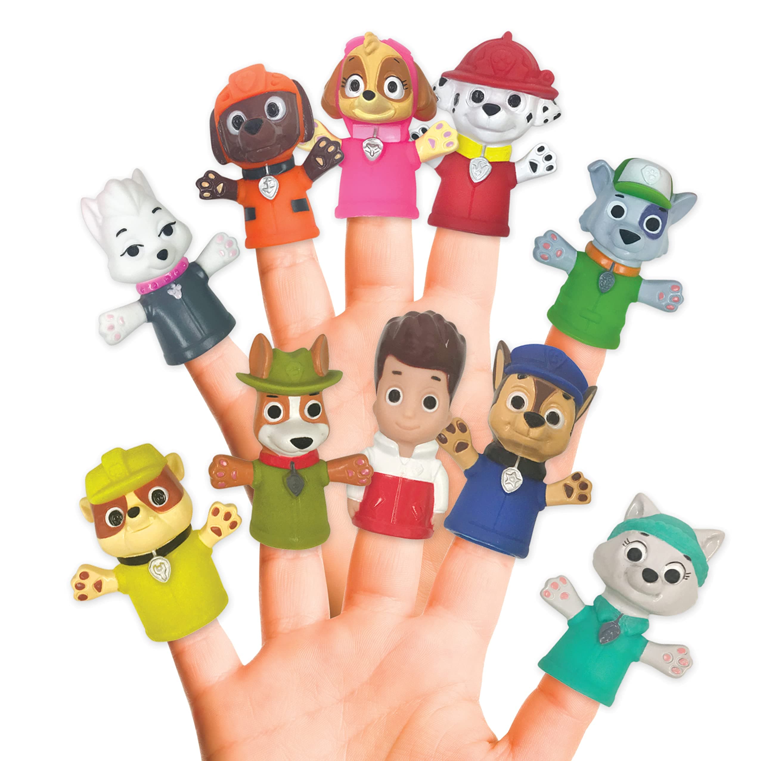 Nickelodeon PAW Patrol 10 Piece Finger Puppet - Party Favors, Educational, Bath, Floating Pool, Beach Toys, Story Time, Playtime