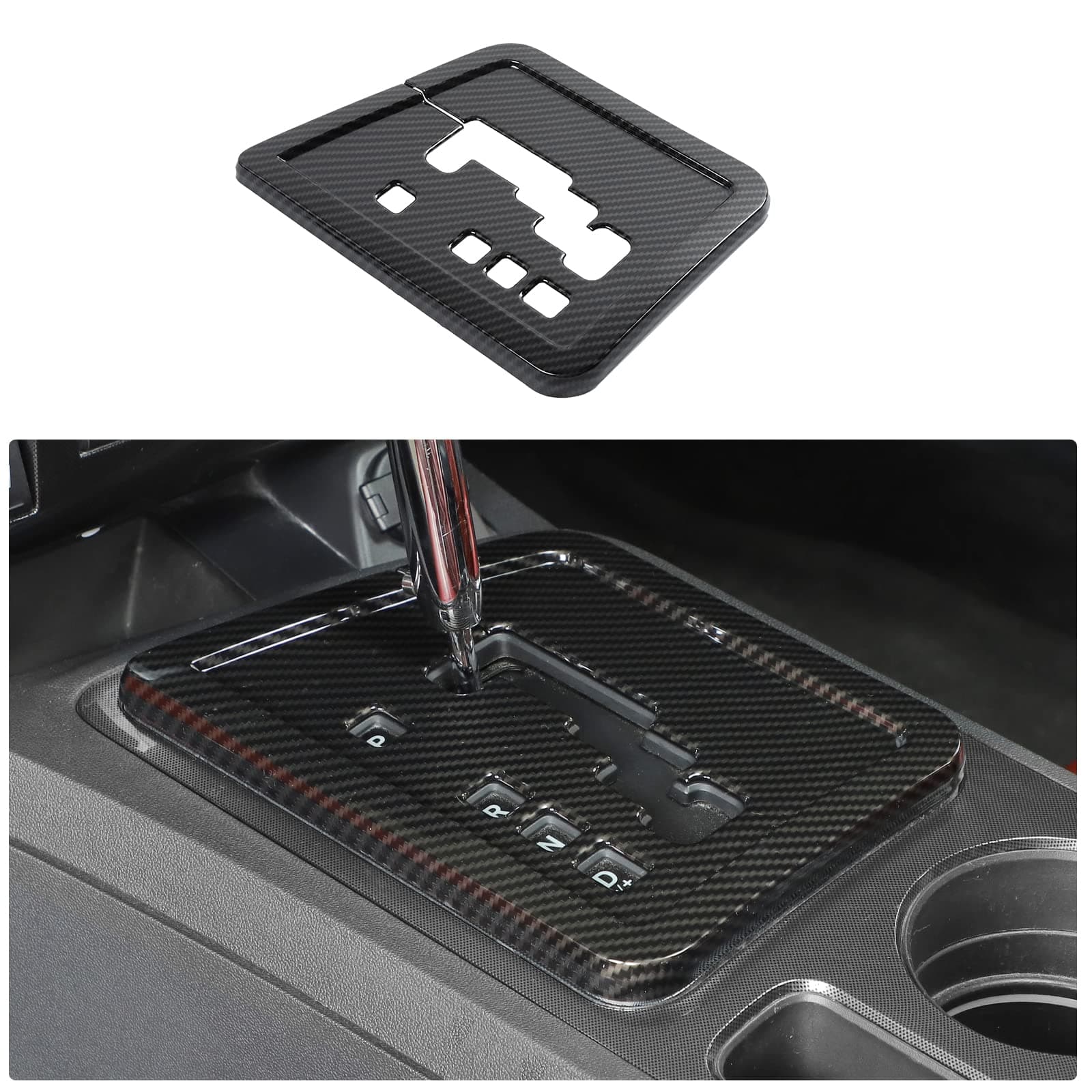 CheroCar for Dodge Challenger Central Control Gear Shift Panel Cover Trim Interior Accessories for 2009-2014 Dodge Challenger (Carbon Fiber)