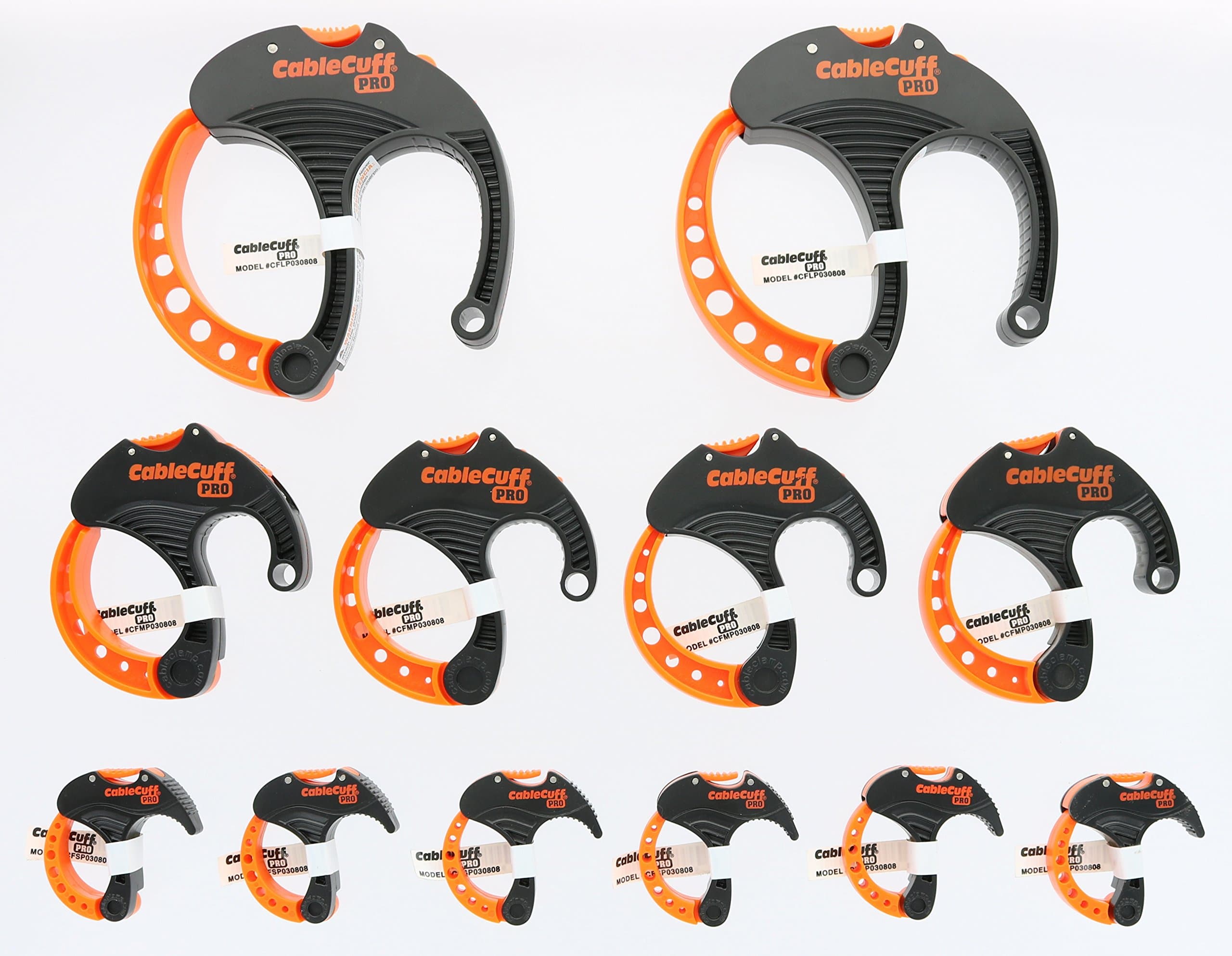 Cable Cuff PRO (12 pack: 2 x large 3 inches, 4 x medium 2 inches, 6 x small 1 inch diameter) adjustable, reusable, cable ties replace for extension cables or electronics