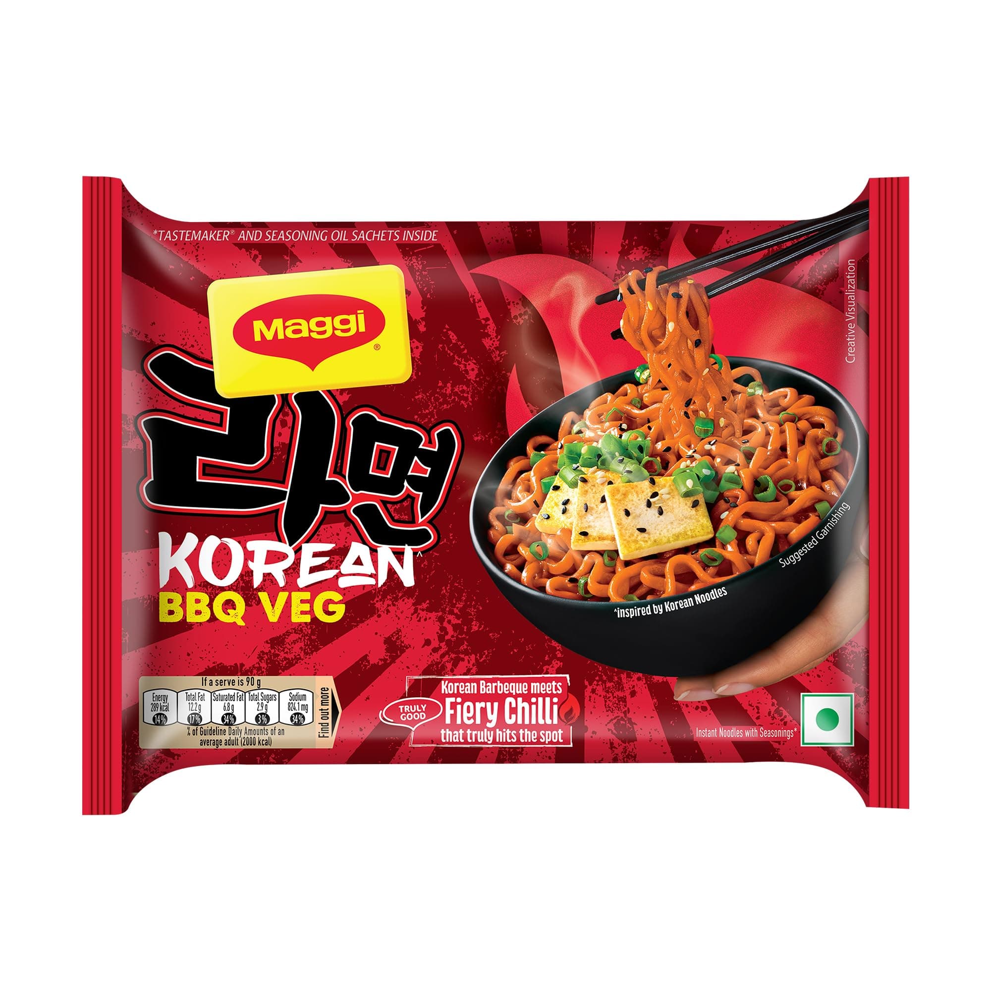 Korean BBQ Veg Noodles, Easy To Cook Instant Noodles, 90g